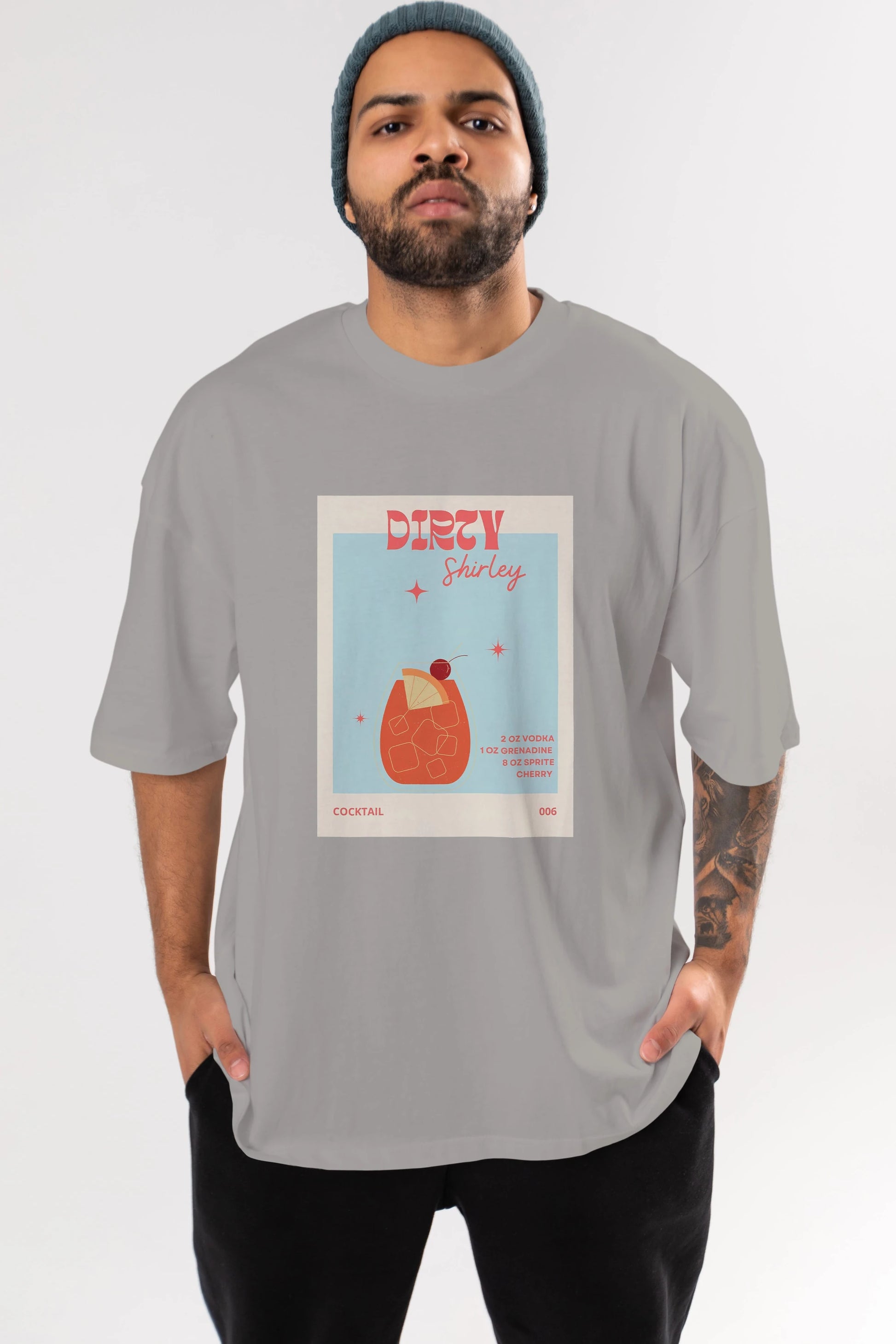 Dirty Shirley Ön Baskılı Oversize t-shirt Erkek Kadın Unisex %100 Pamuk Bisiklet Yaka tişort
