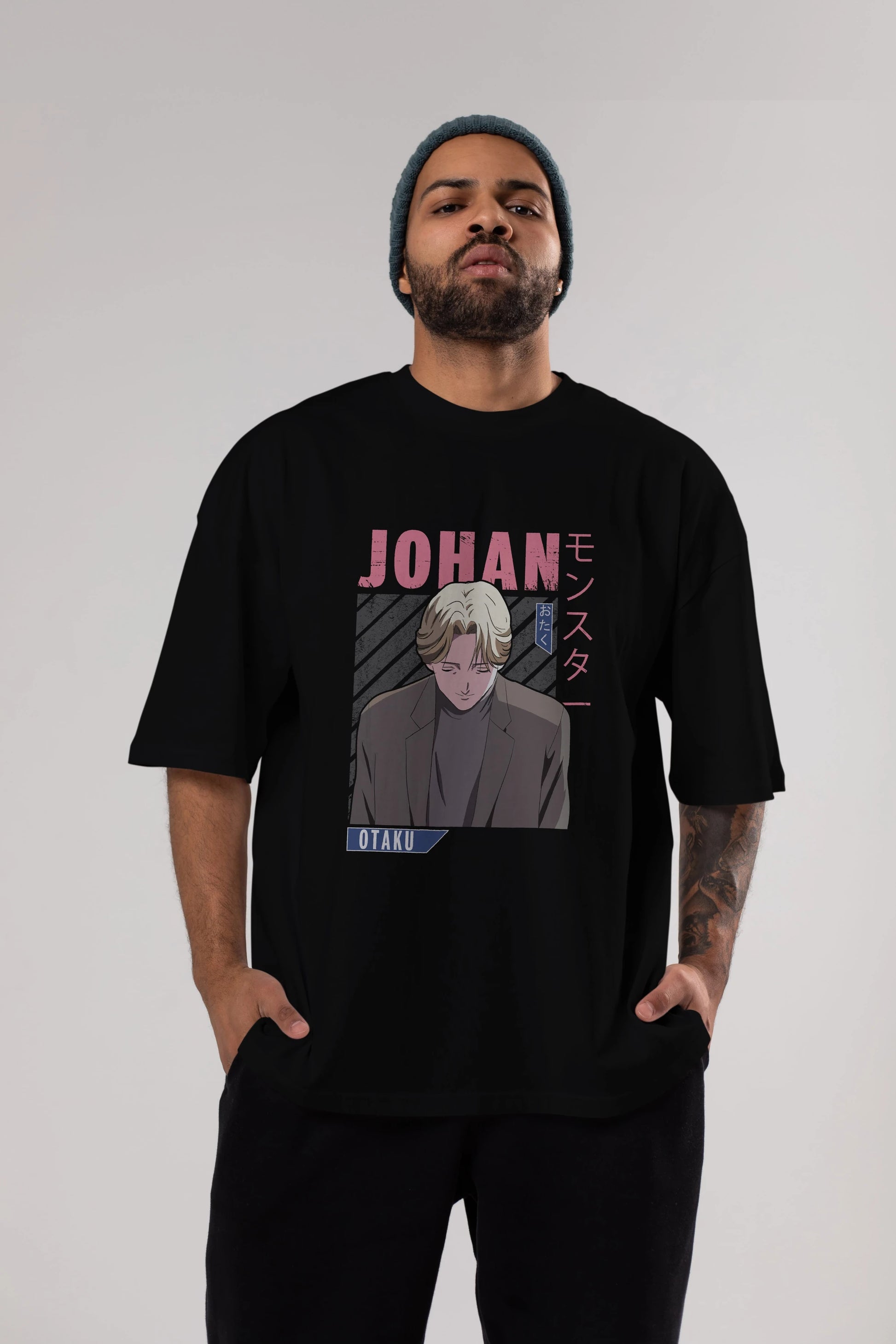 Johan Liebert MONSTER Anime Ön Baskılı Oversize t-shirt %100 pamuk Erkek Kadın Unisex