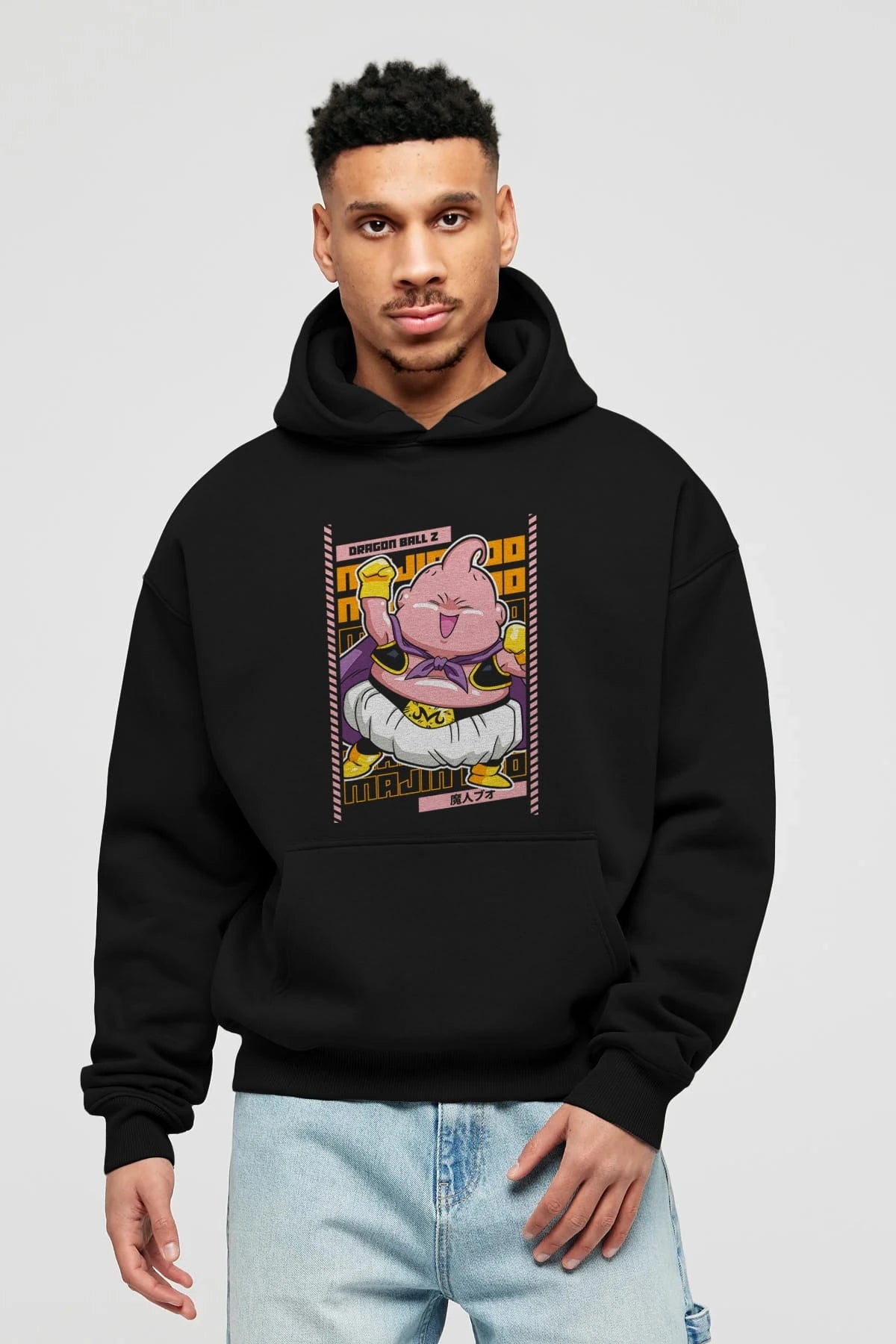 MAJIN BOO1 Anime Ön Baskılı Hoodie Oversize Kapüşonlu Sweatshirt Erkek Kadın Unisex