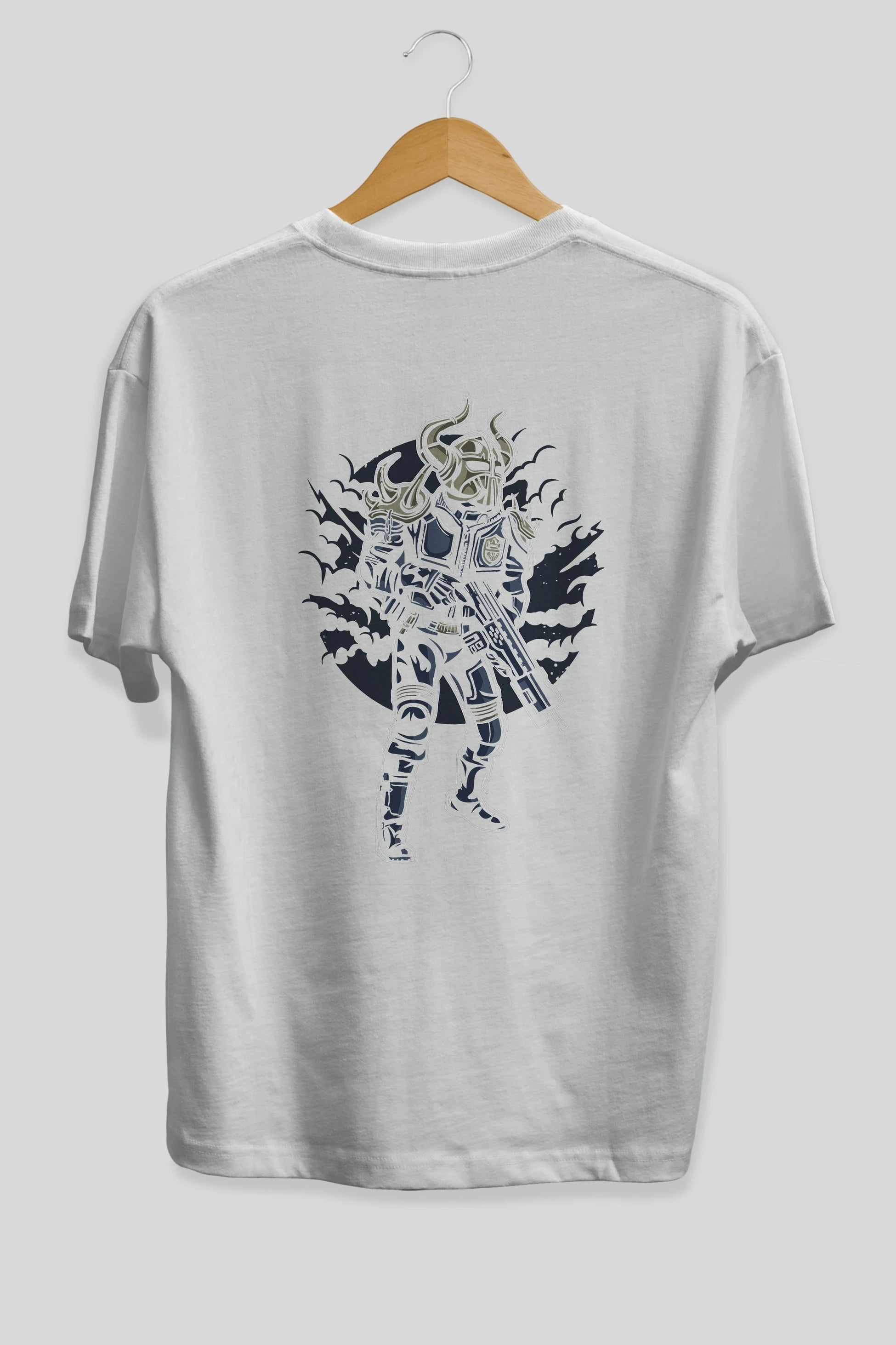 Viking Soldier Arka Baskılı Oversize t-shirt Erkek Kadın Unisex %100 Pamuk