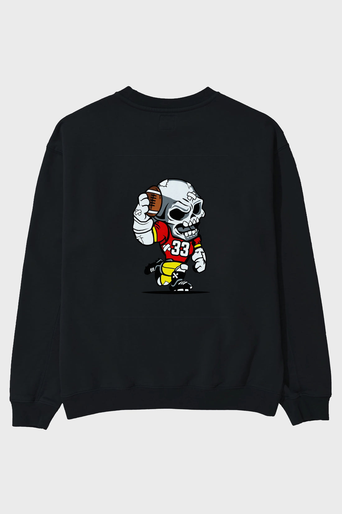 Skull Football Player Arka Baskılı Oversize Sweatshirt Erkek Kadın Unisex