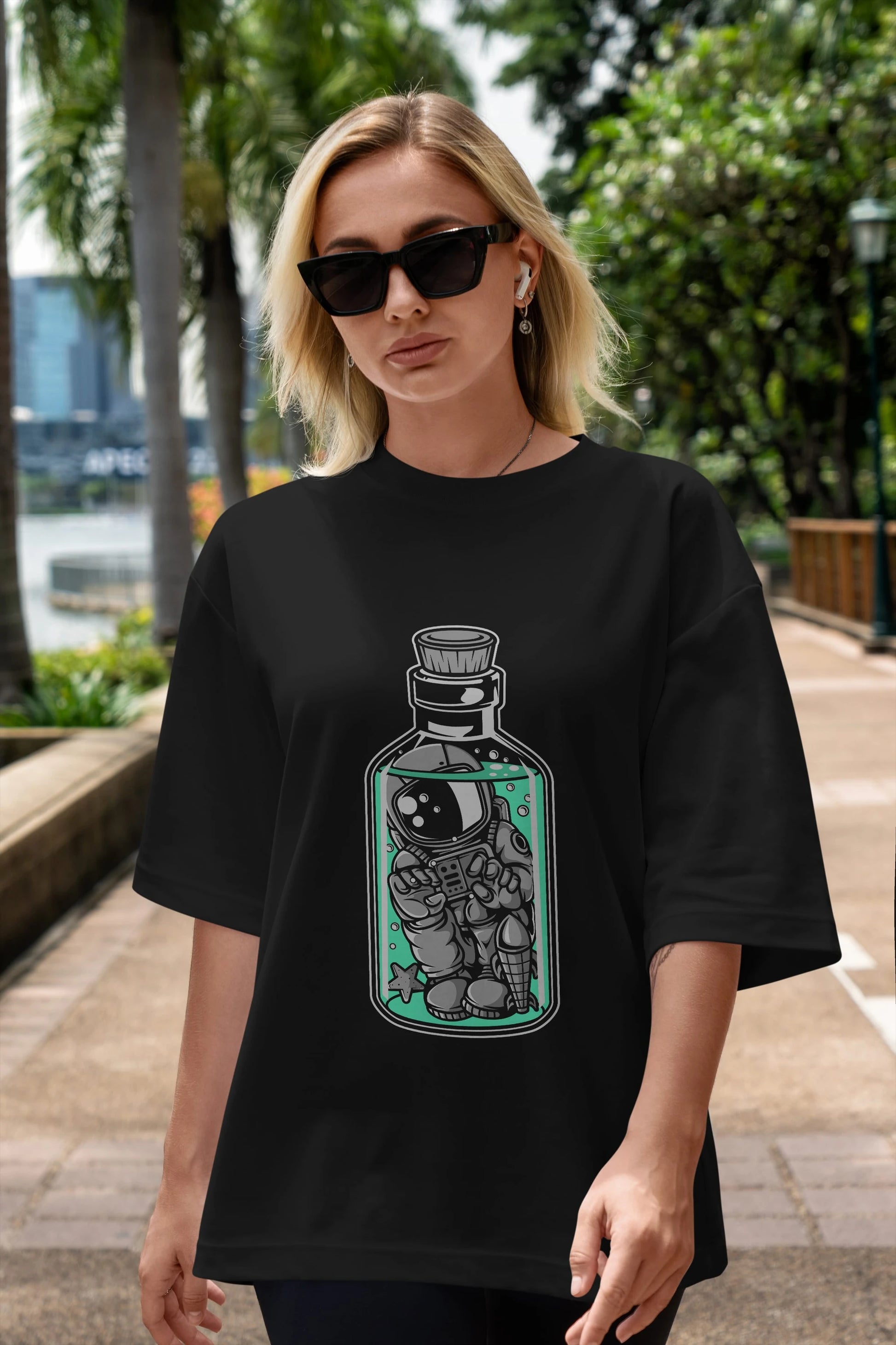 Astronaut in The Bottle Ön Baskılı Oversize t-shirt Erkek Kadın Unisex