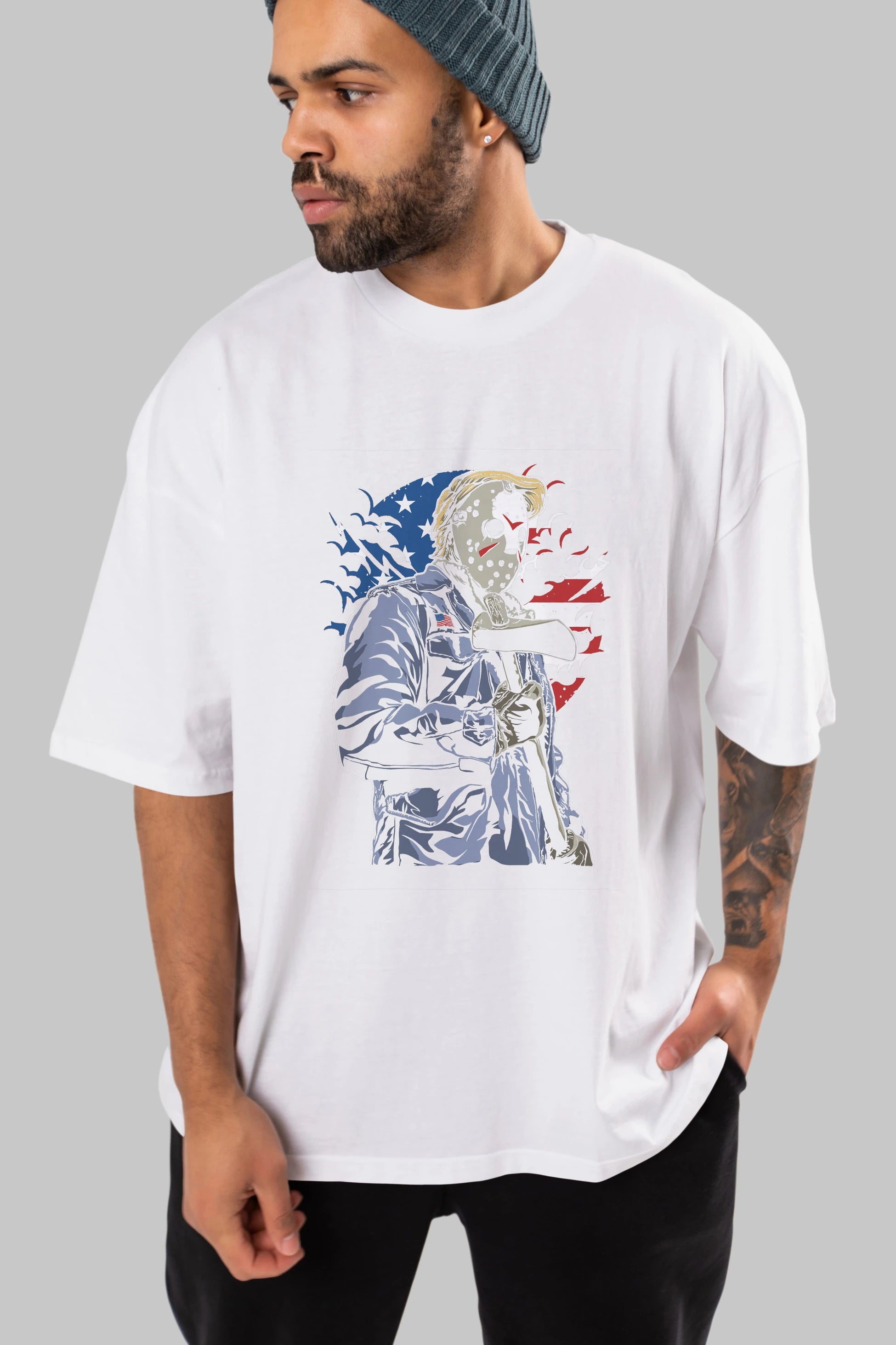 American Killer Ön Baskılı Oversize t-shirt Erkek Kadın Unisex %100 Pamuk tişort