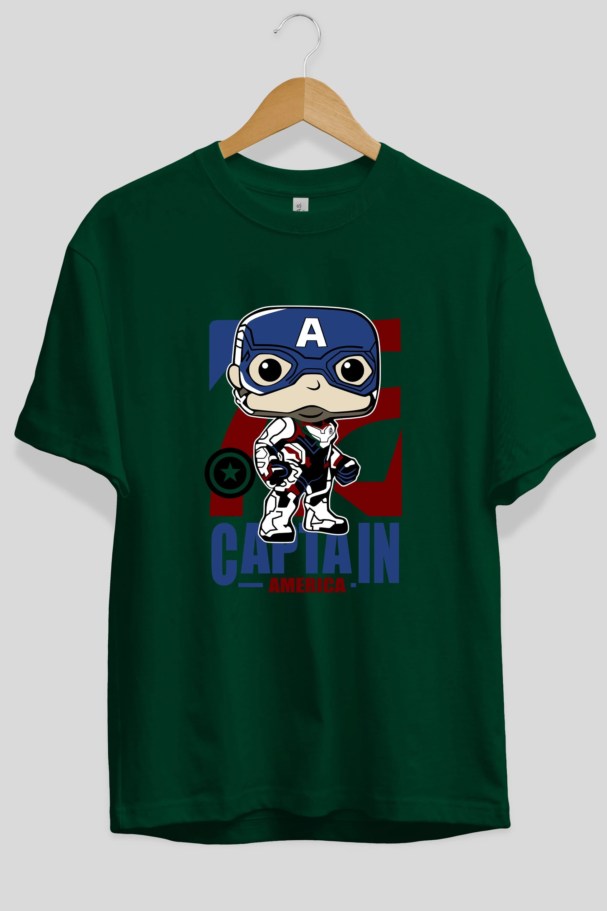 Captain America Ön Baskılı Oversize t-shirt Erkek Kadın Unisex %100 Pamuk Bisiklet Yaka tişort