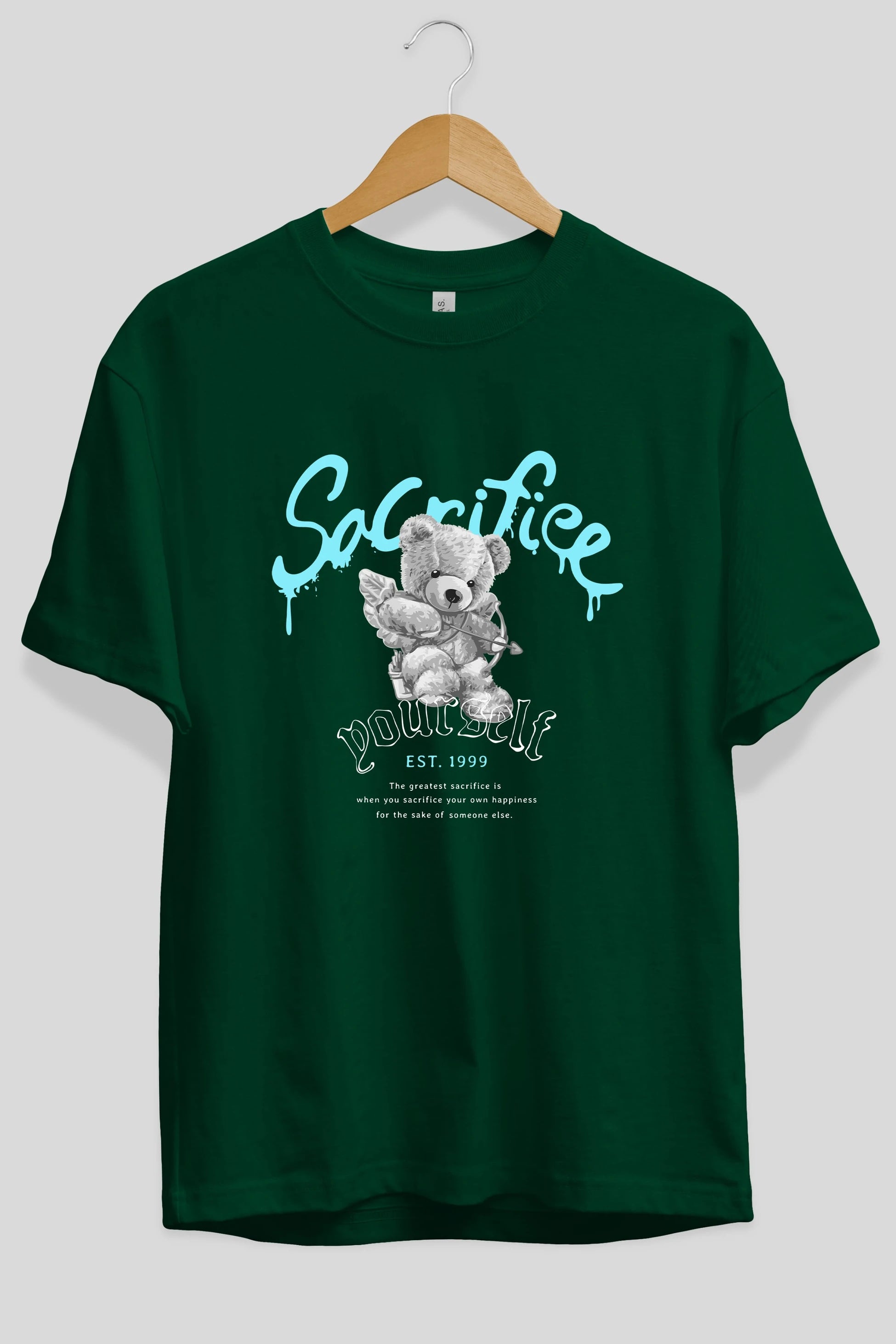 Sacrifice Yourself Bear Ön Baskılı Oversize t-shirt Erkek Kadın Unisex