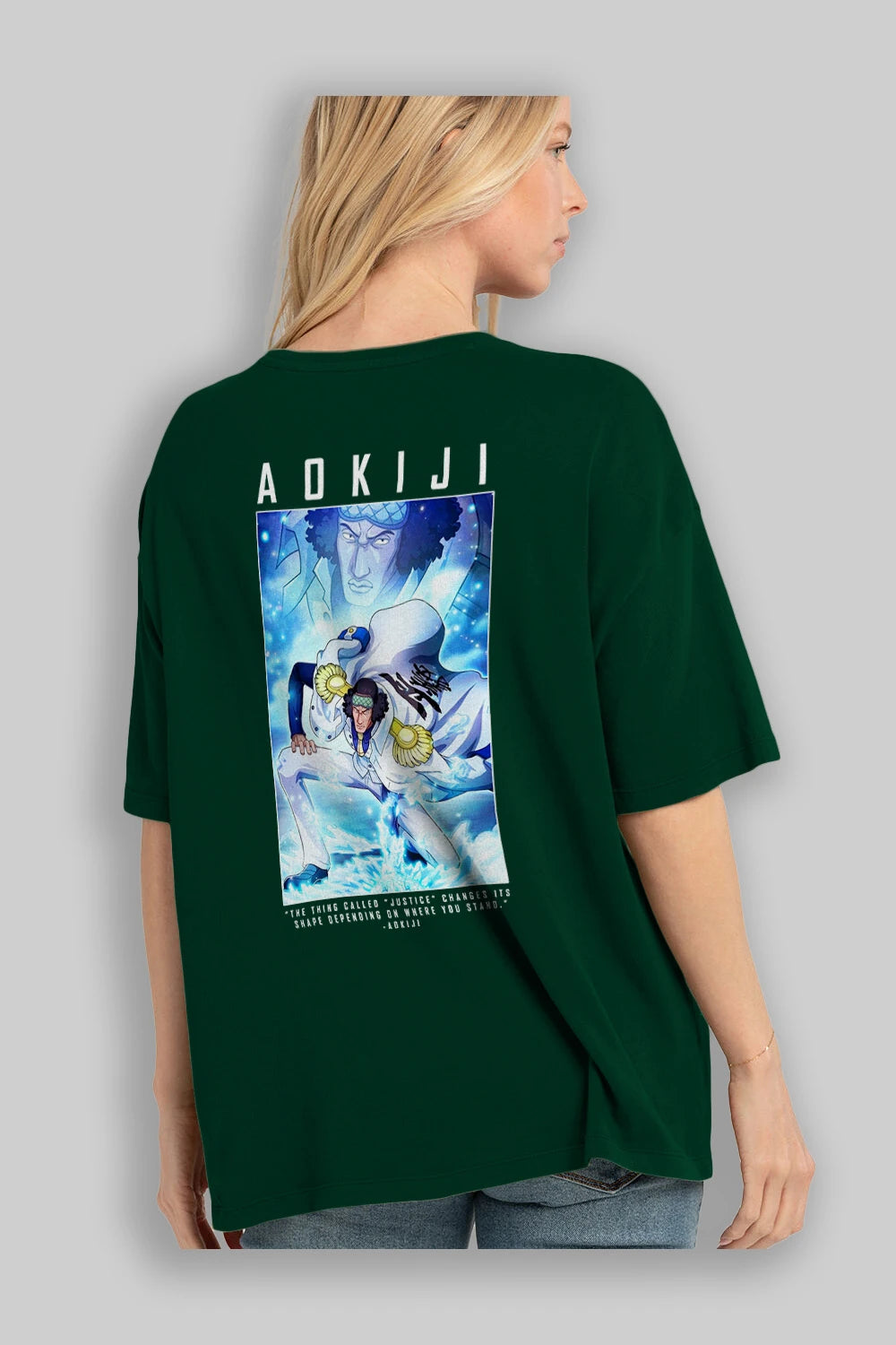 Kuzan Anime Arka Baskılı Oversize t-shirt Erkek Kadın Unisex %100 pamuk tişort