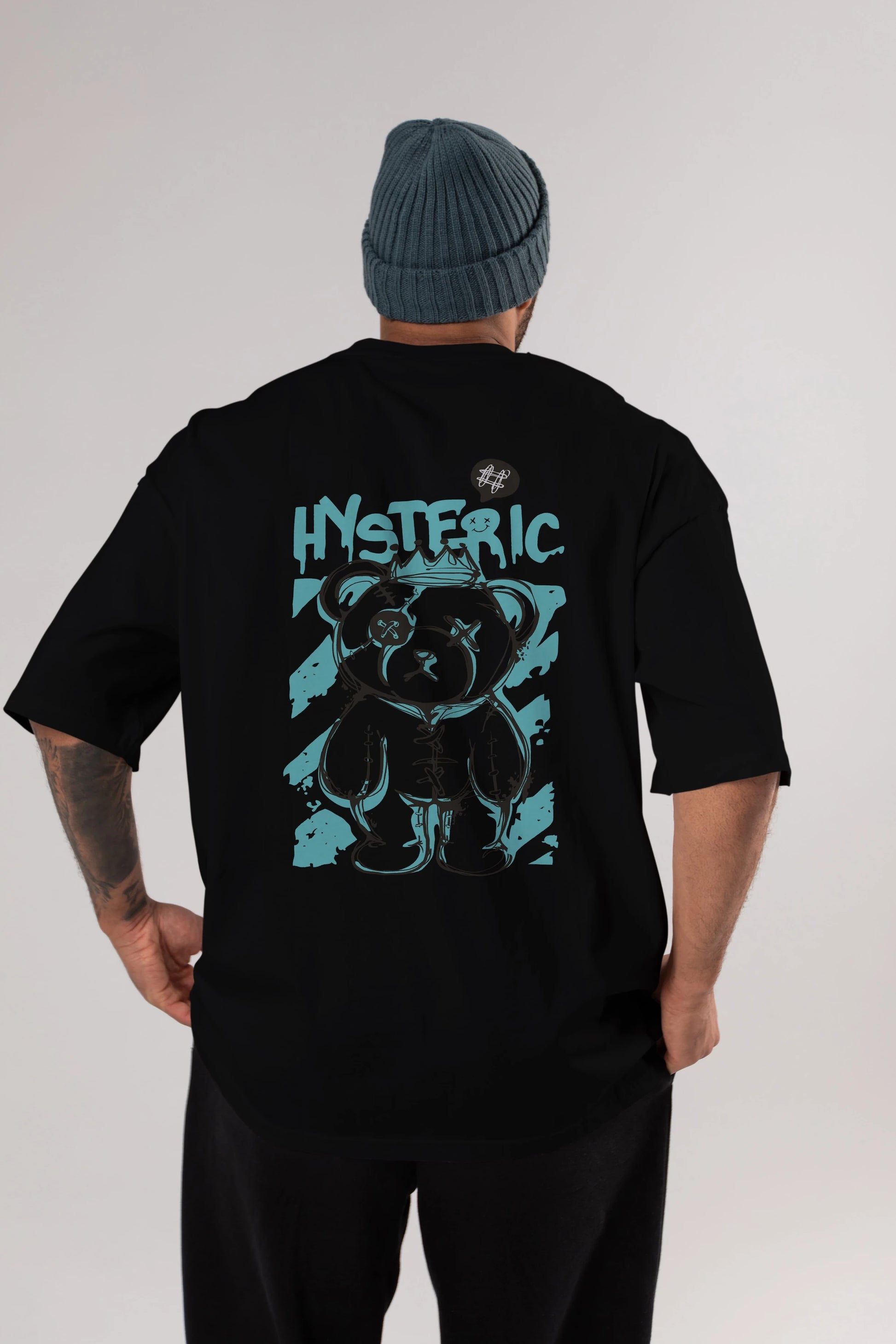 Hysteric Bear Arka Baskılı Oversize t-shirt Erkek Kadın Unisex