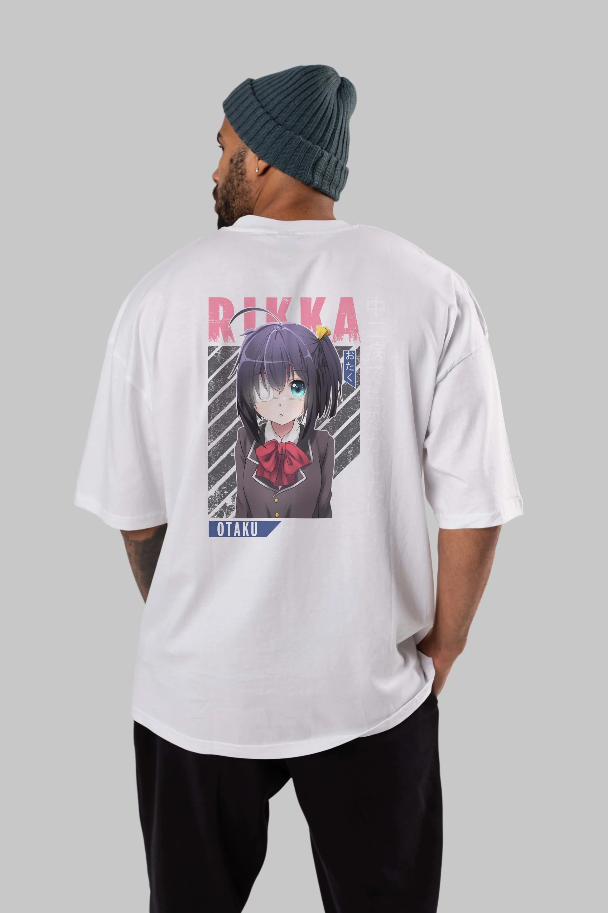 Rikka Takanashi 9 Anime Arka Baskılı Oversize t-shirt Erkek Kadın Unisex