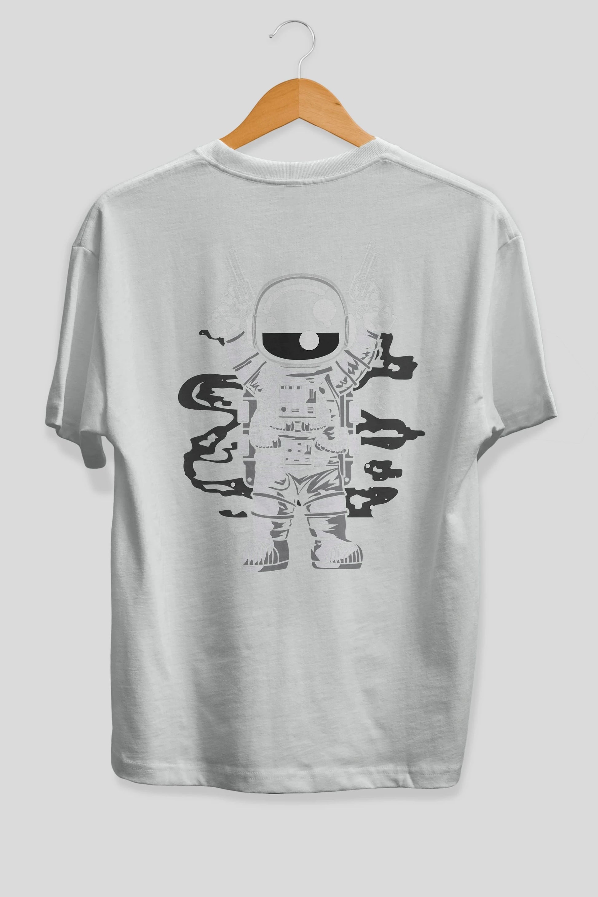 Astronaut Gun Arka Baskılı Oversize t-shirt Erkek Kadın Unisex