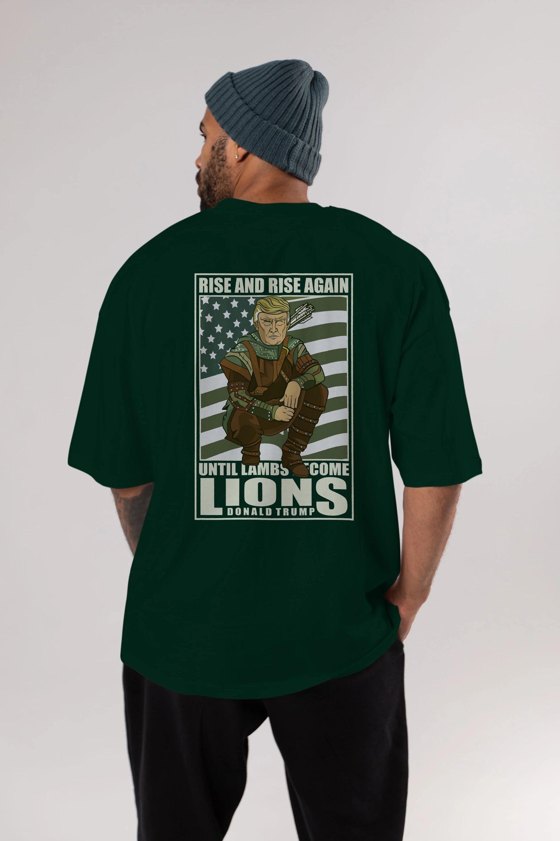 Robin Hood Trump Arka Baskılı Oversize t-shirt Erkek Kadın Unisex %100 Pamuk tişort