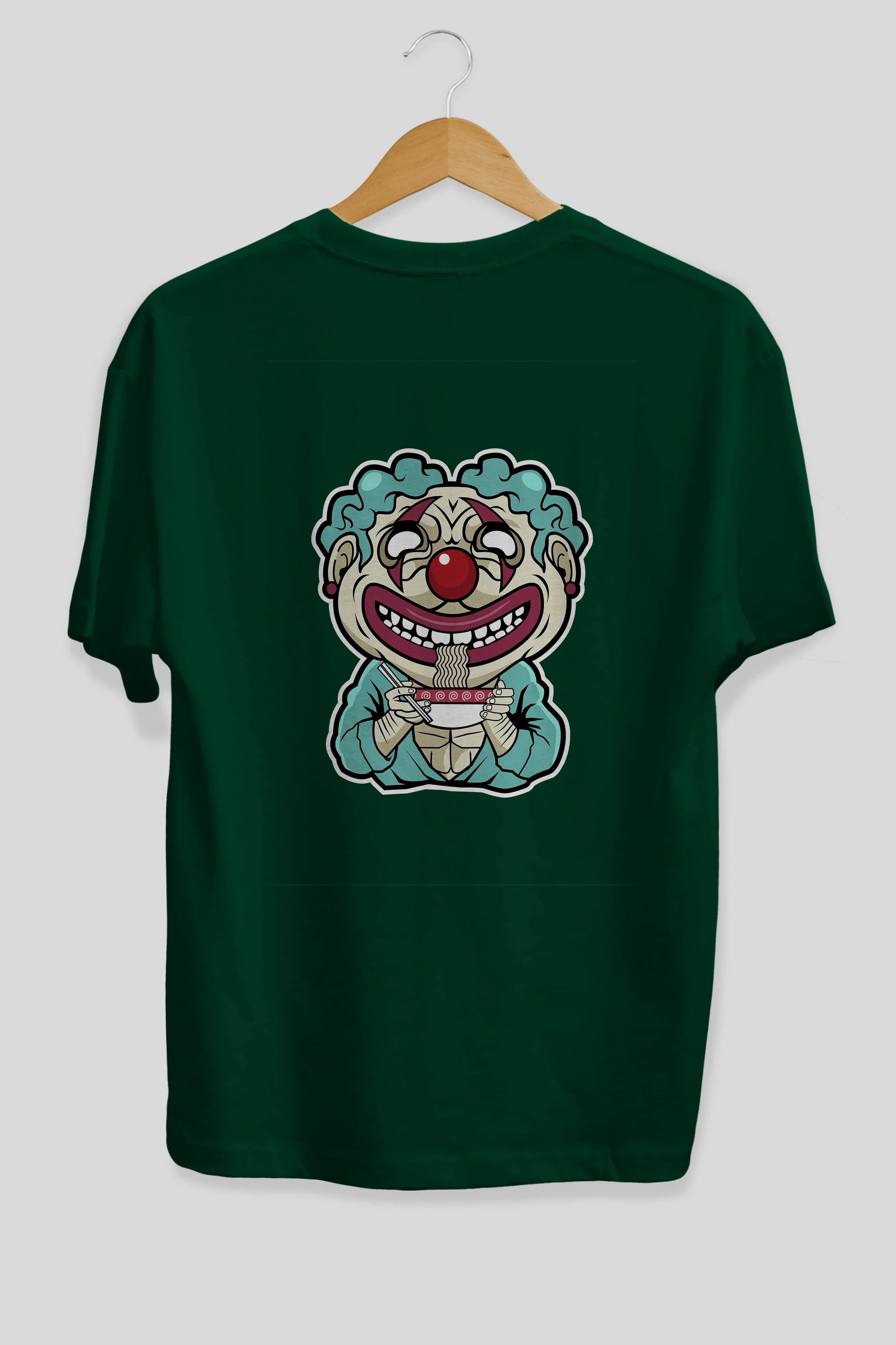 Clown Ramen Arka Baskılı Oversize t-shirt Erkek Kadın Unisex %100 Pamuk tişort