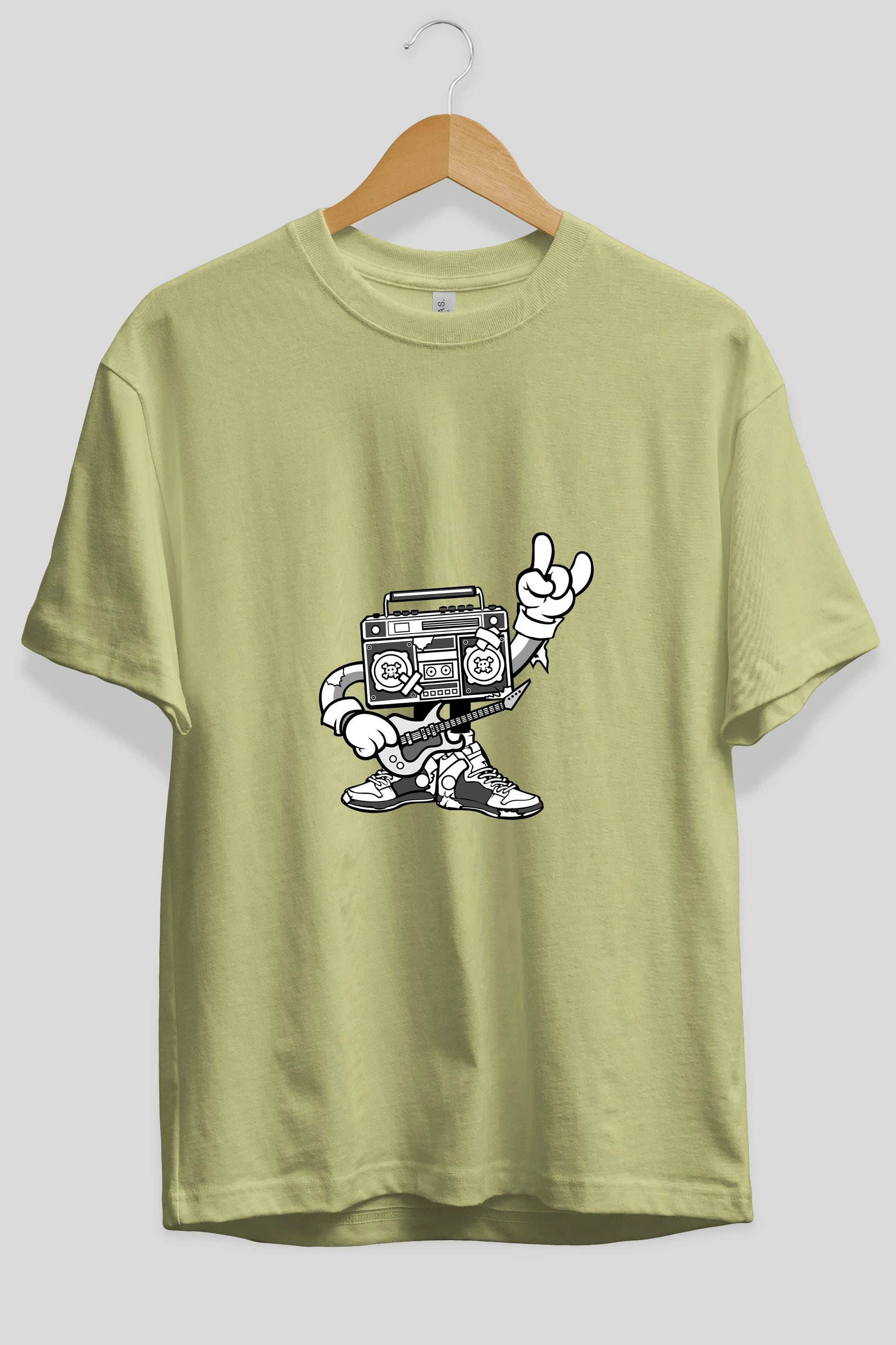 Boombox Rockstar Ön Baskılı Oversize t-shirt Erkek Kadın Unisex %100 Pamuk tişort