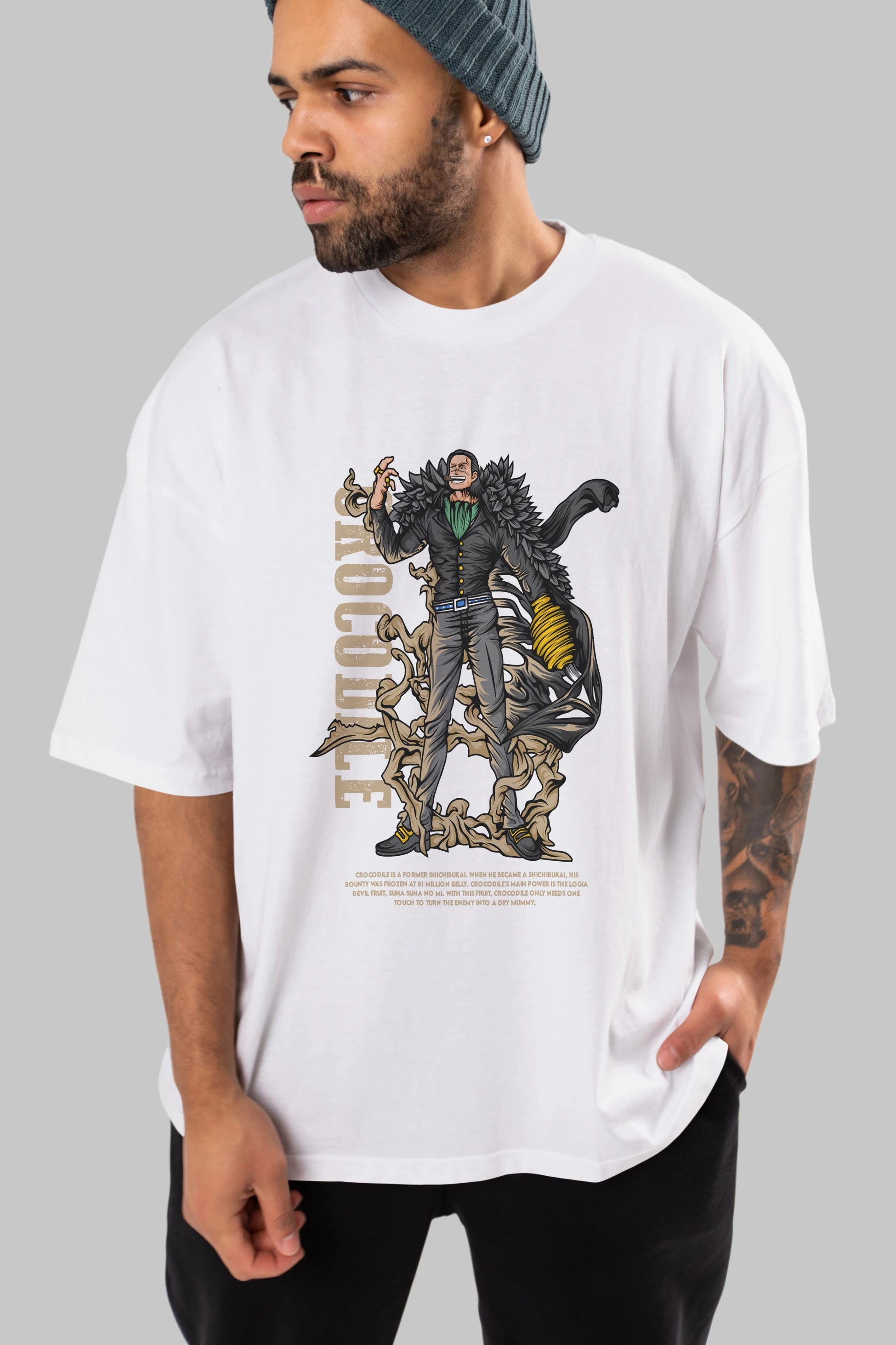 Crocodile Anime Ön Baskılı Oversize t-shirt %100 pamuk Erkek Kadın Unisex