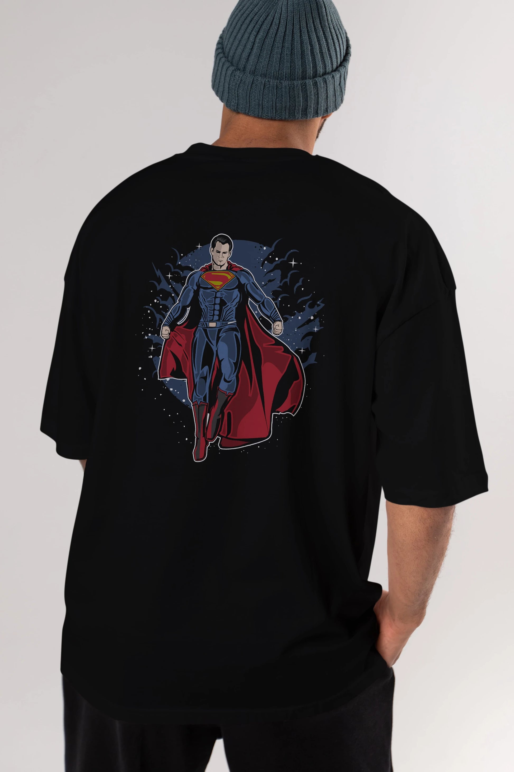 SUPERMAN Arka Baskılı Oversize t-shirt Erkek Kadın Unisex %100 Pamuk
