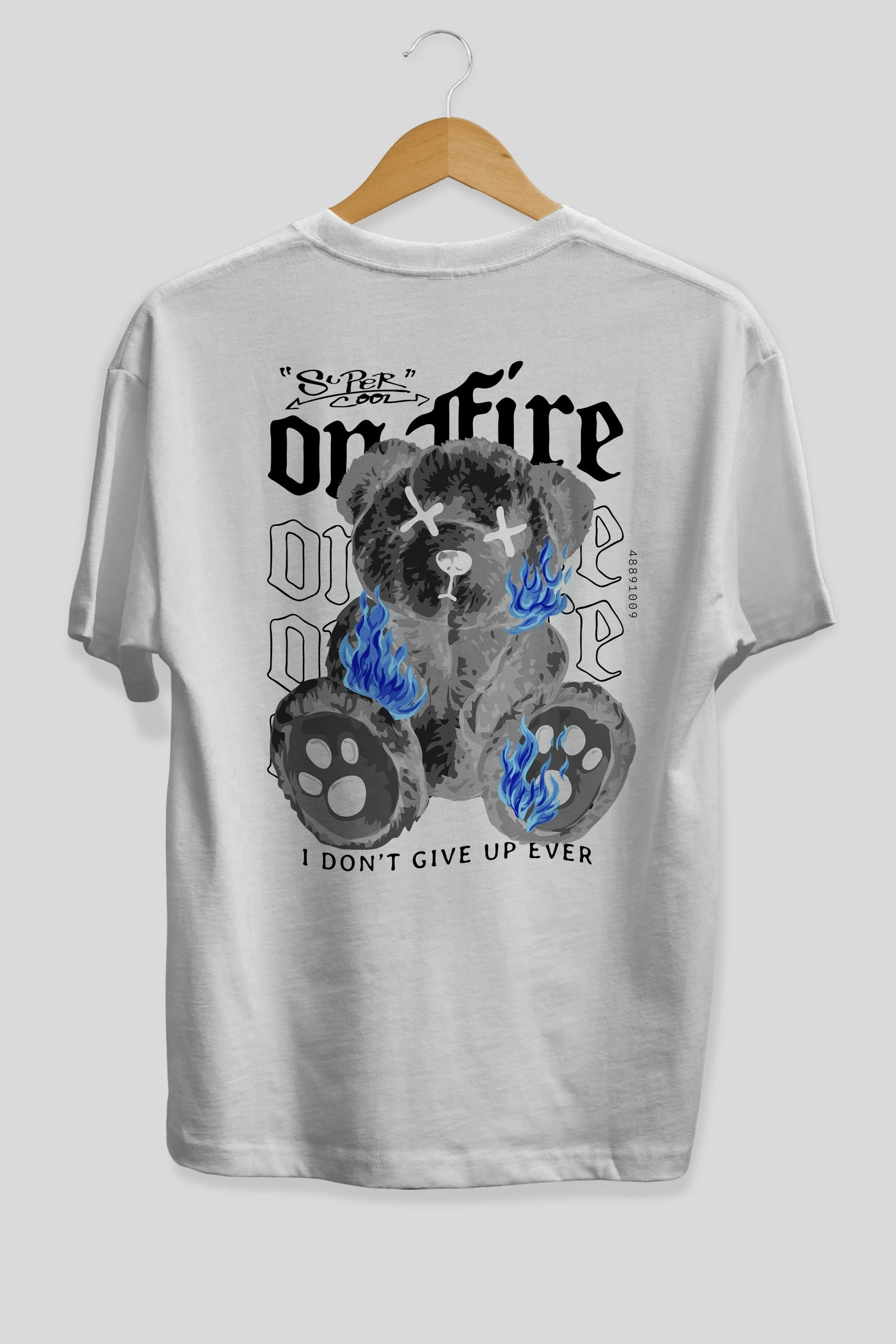 Teddy Bear On Fire Arka Baskılı Oversize t-shirt Erkek Kadın Unisex
