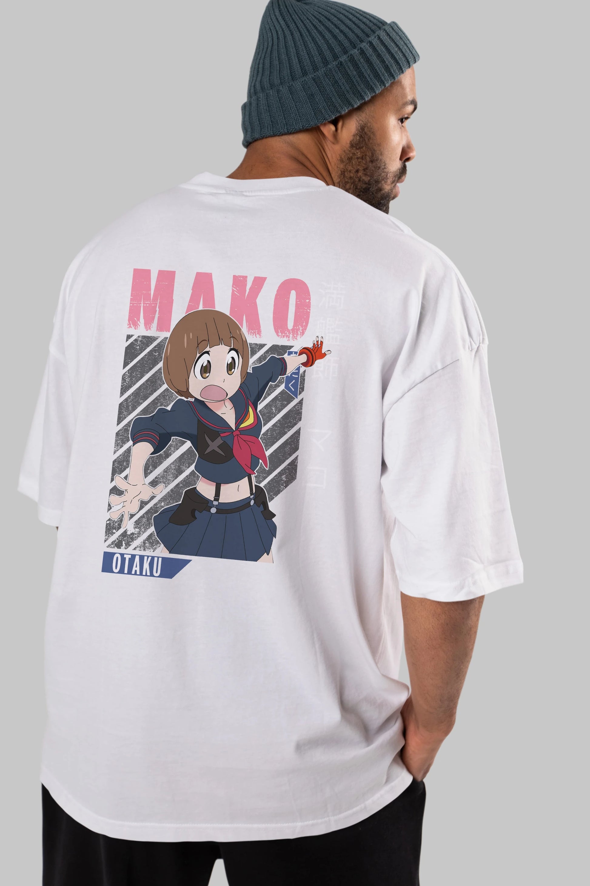 Mako Mankanshoku 2 Anime Arka Baskılı Oversize t-shirt Erkek Kadın Unisex