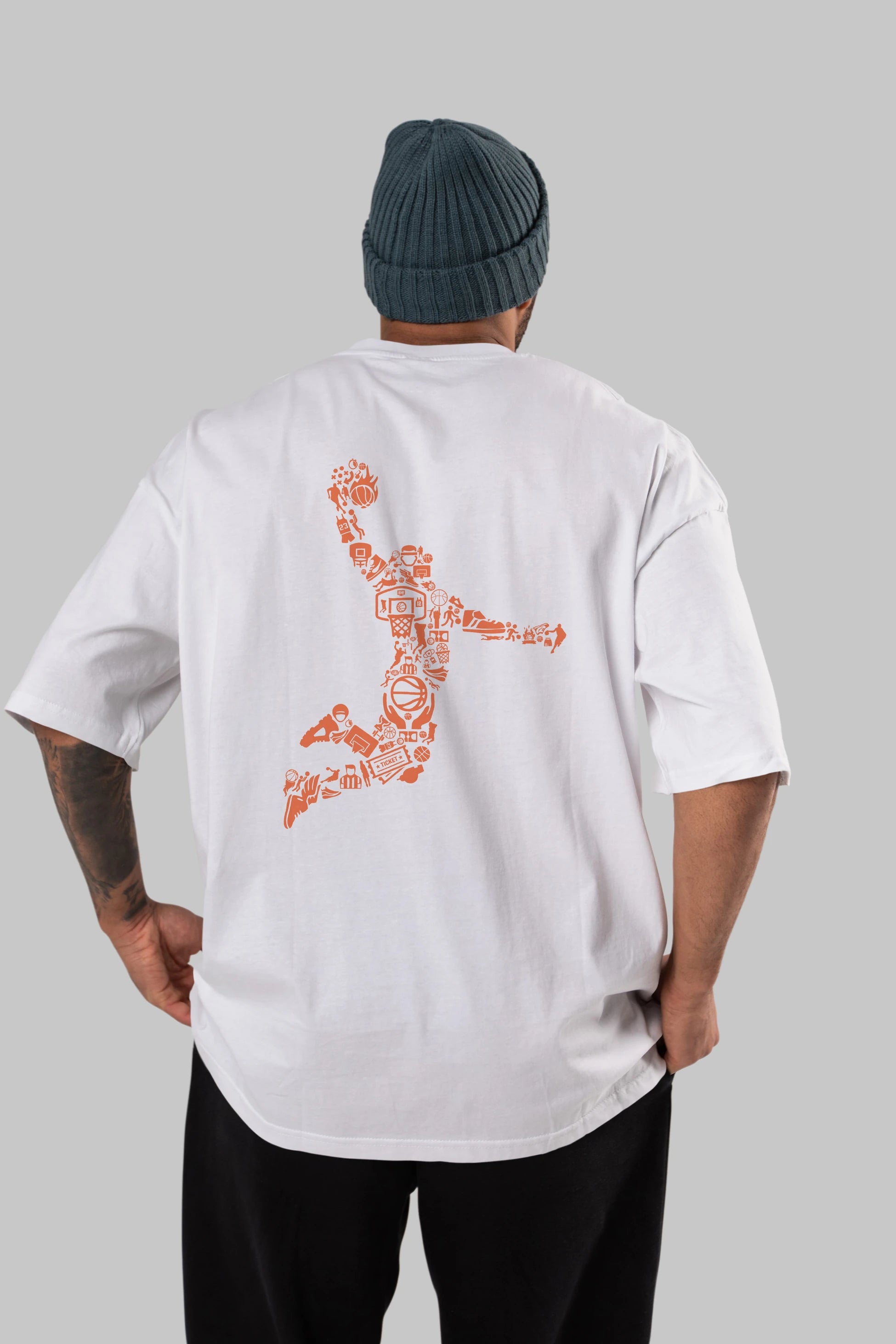 Basketball Player Arka Baskılı Oversize t-shirt %100 pamuk Erkek Kadın Unisex
