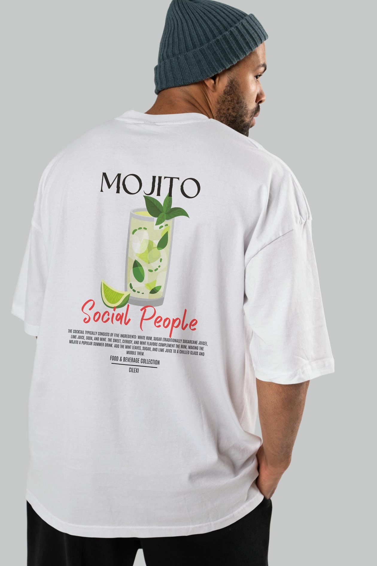 Mojıto Kokteyl Serisi Baskılı Oversize t-shirt Erkek Kadın Unisex %100 Pamuk Bisiklet Yaka tişort