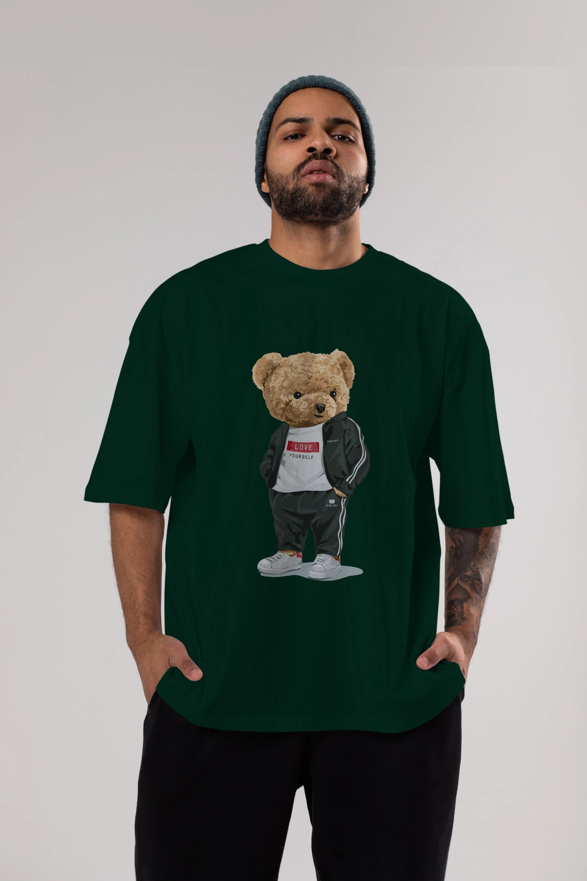 Teddy Bear Love Yourself Ön Baskılı Oversize t-shirt Erkek Kadın Unisex %100 Pamuk