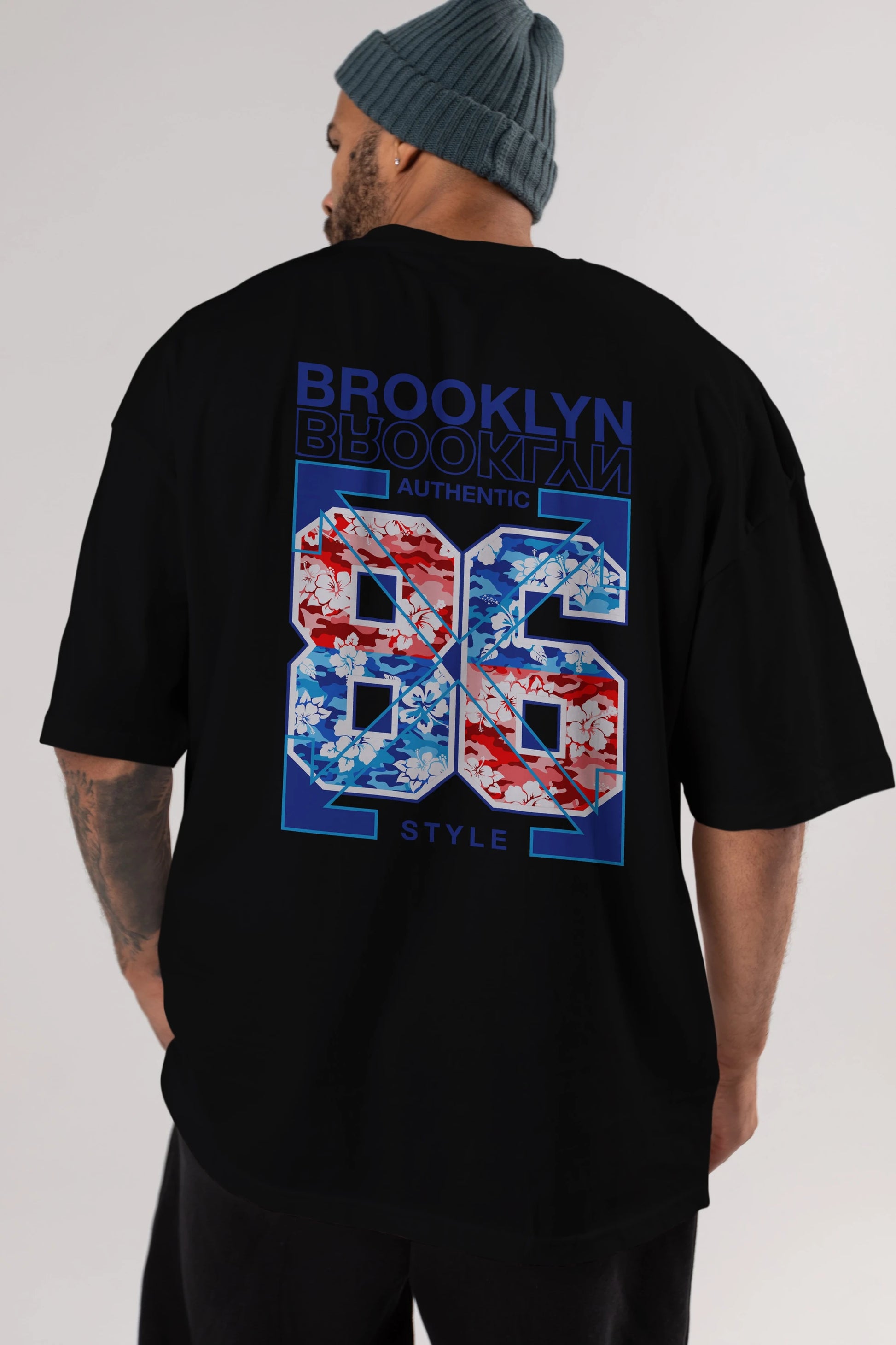 Brooklyn 86 Style Arka Baskılı Oversize t-shirt Erkek Kadın Unisex