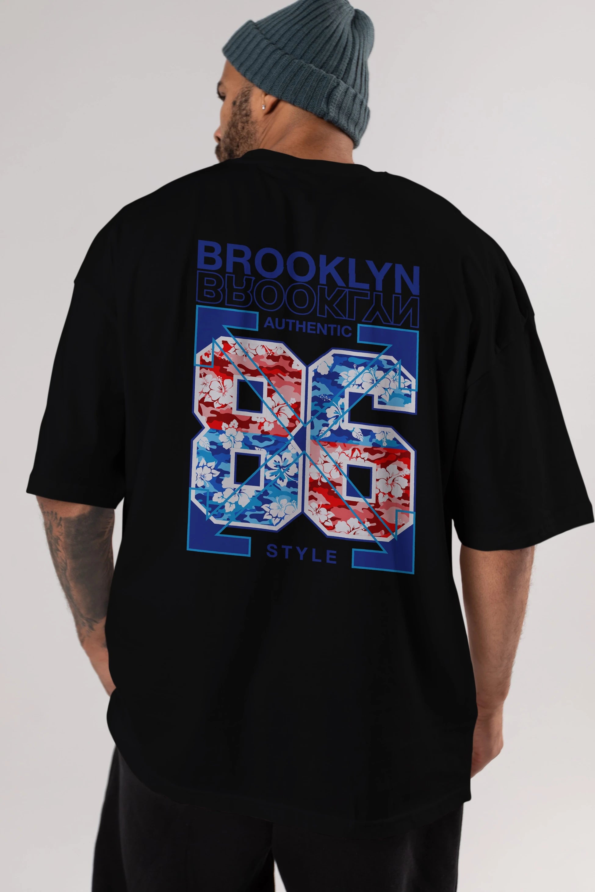 Brooklyn 86 Style Arka Baskılı Oversize t-shirt Erkek Kadın Unisex