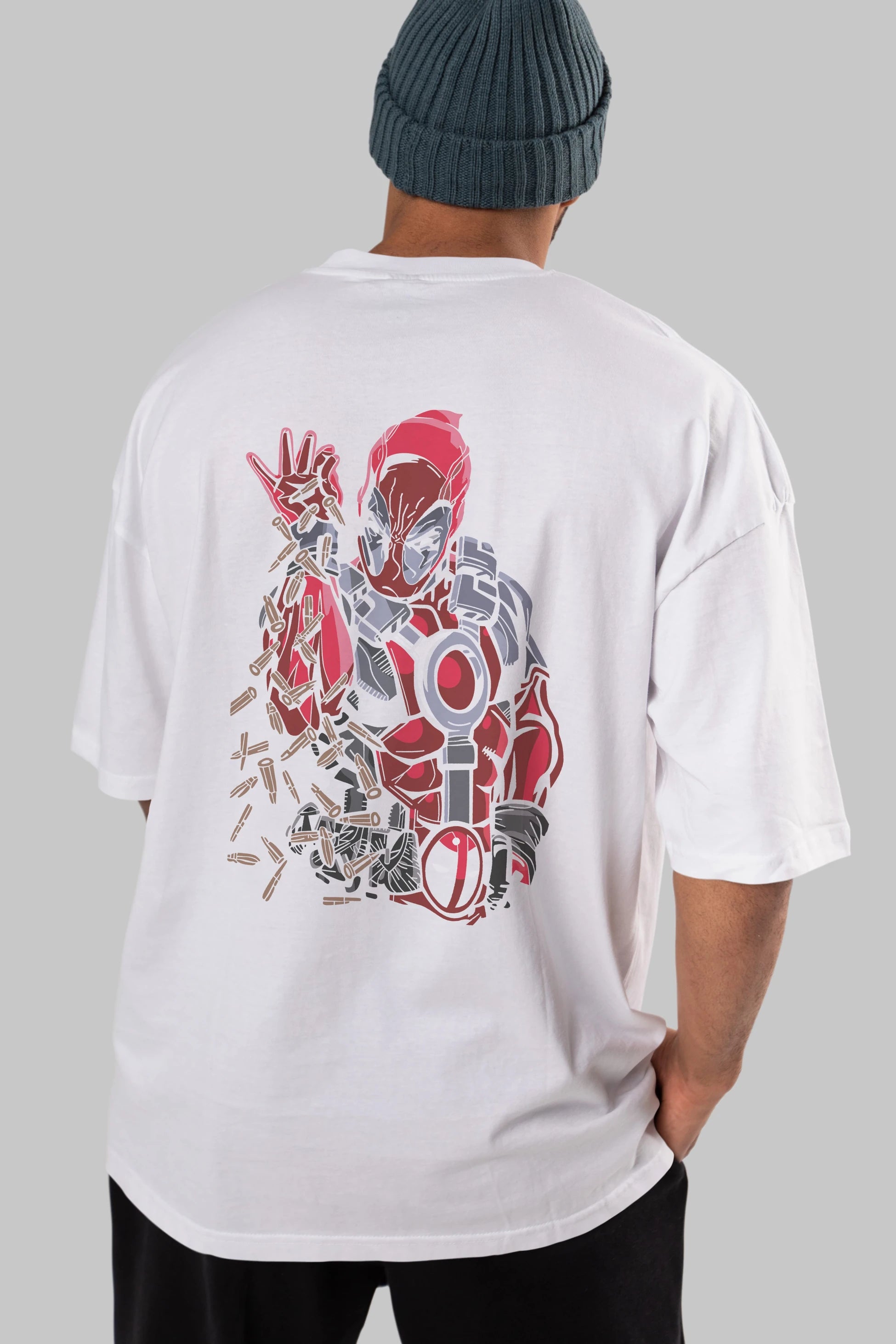 Deadpool (2) Arka Baskılı Oversize t-shirt Erkek Kadın Unisex %100 Pamuk Bisiklet Yaka tişort