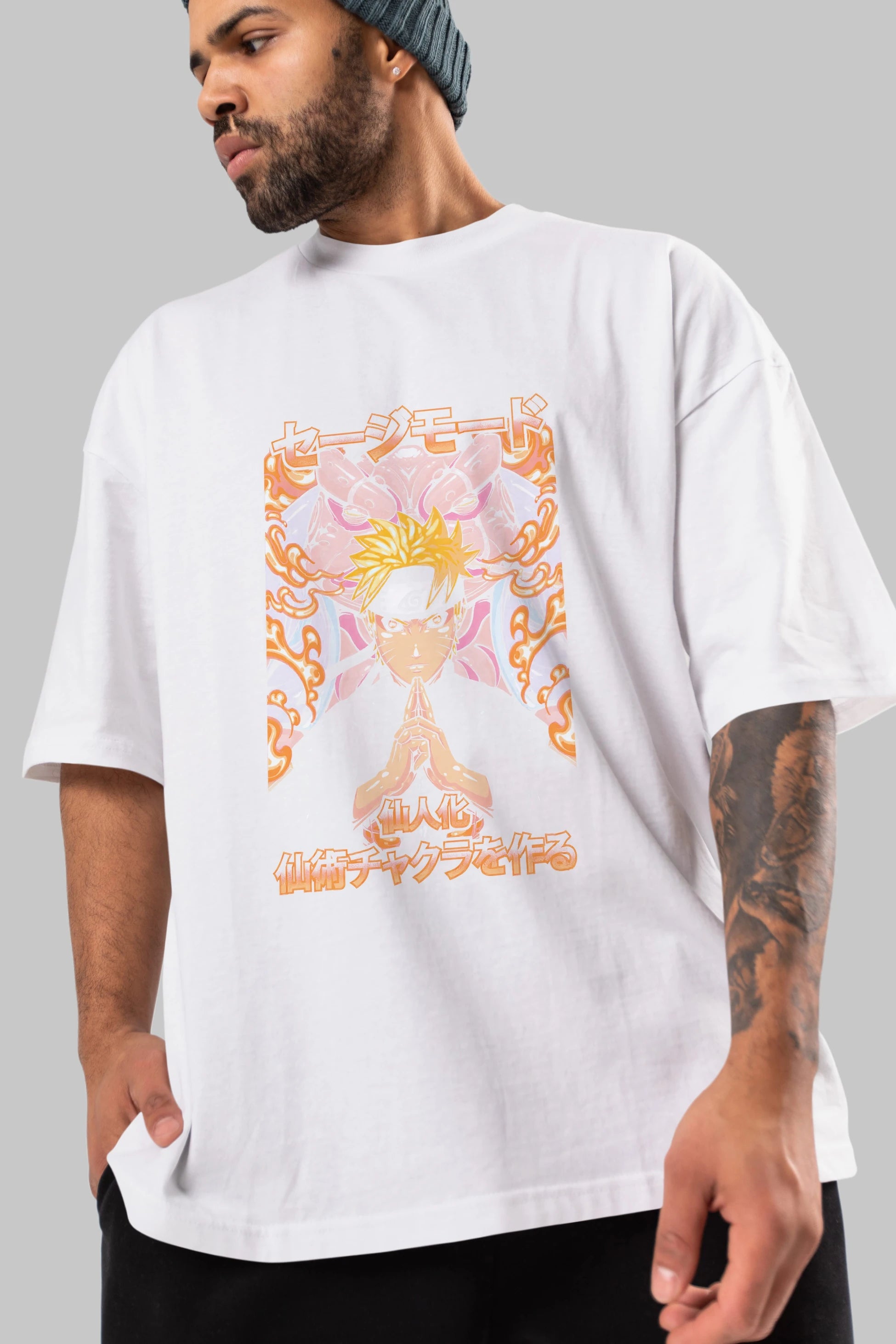 NARUTO (10) Anime Ön Baskılı Oversize t-shirt %100 pamuk Erkek Kadın Unisex