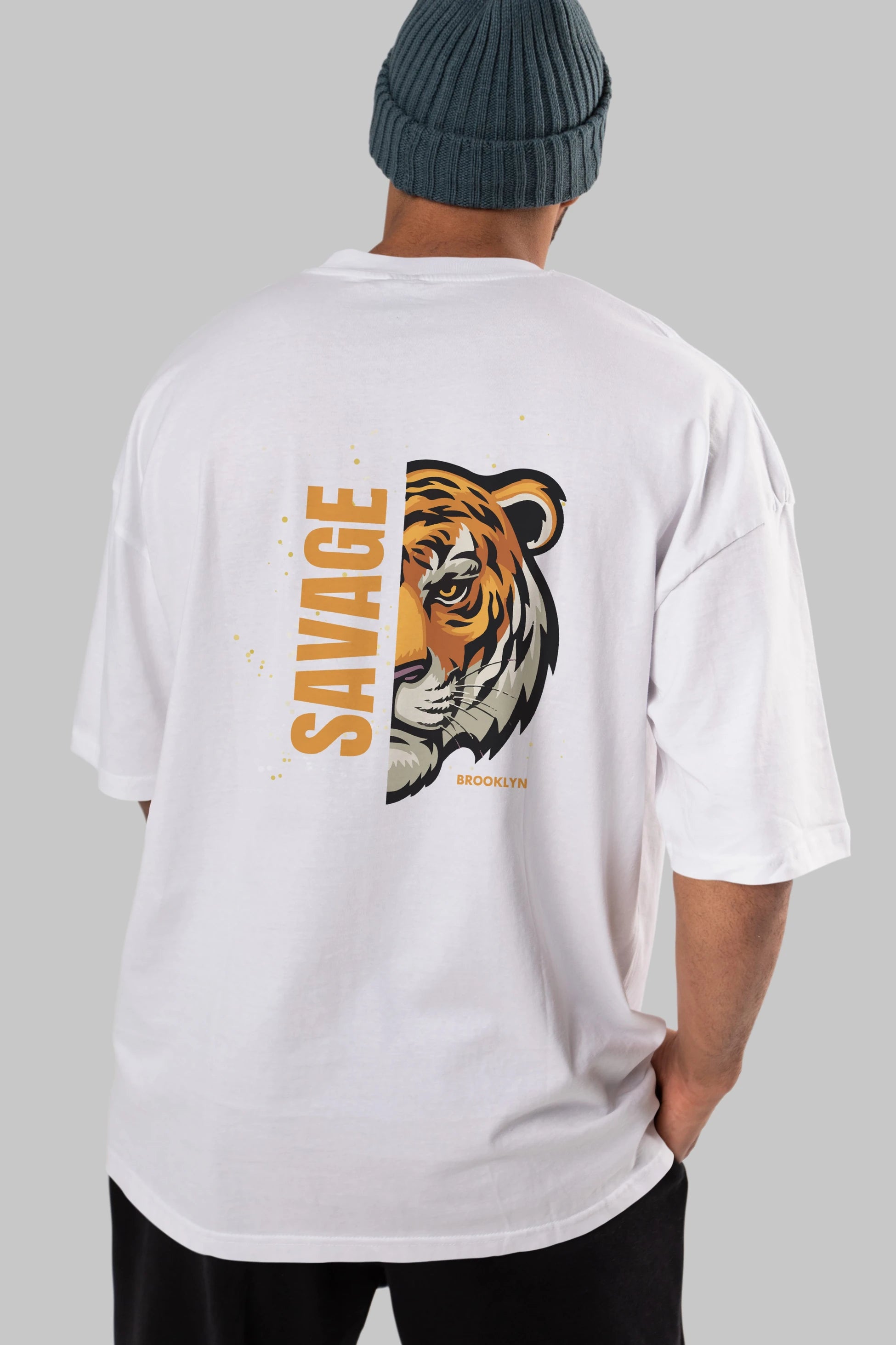 Savage Brooklyn Yazılı Arka Baskılı Oversize t-shirt Erkek Kadın Unisex