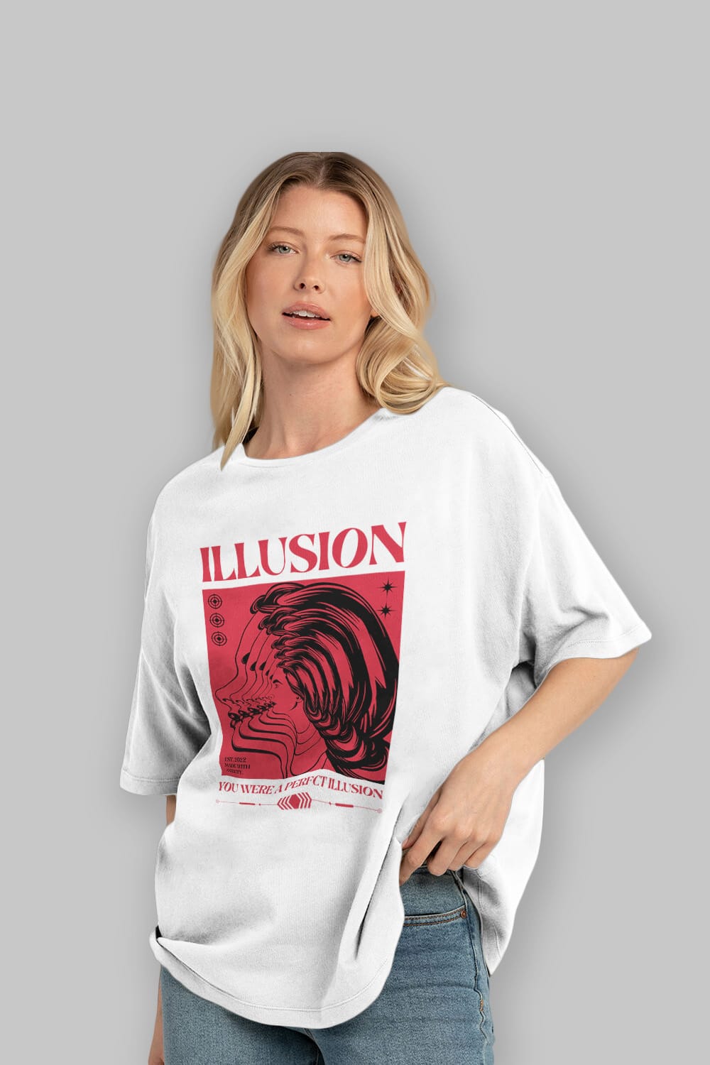 Illusion Streetwear Ön Baskılı Oversize t-shirt Erkek Kadın Unisex