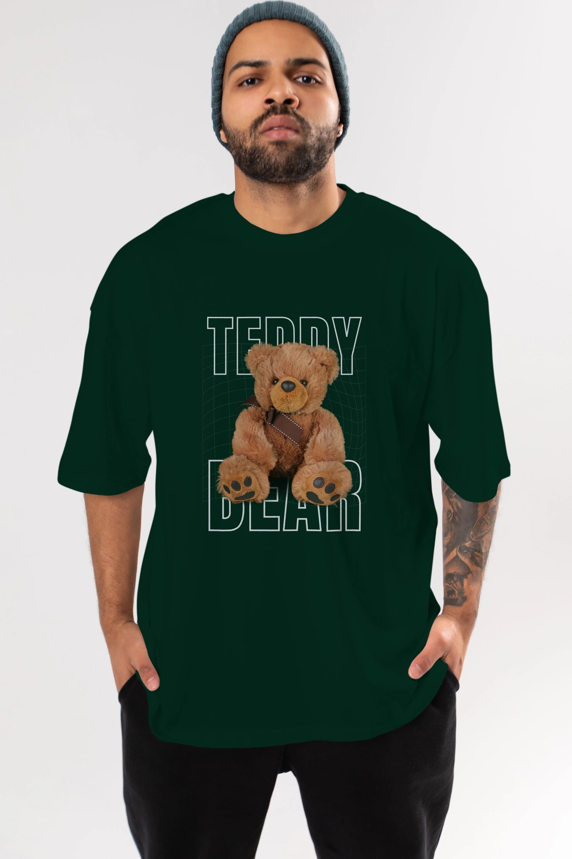 Teddy Bear Yazılı Ön Baskılı Oversize t-shirt Erkek Kadın Unisex