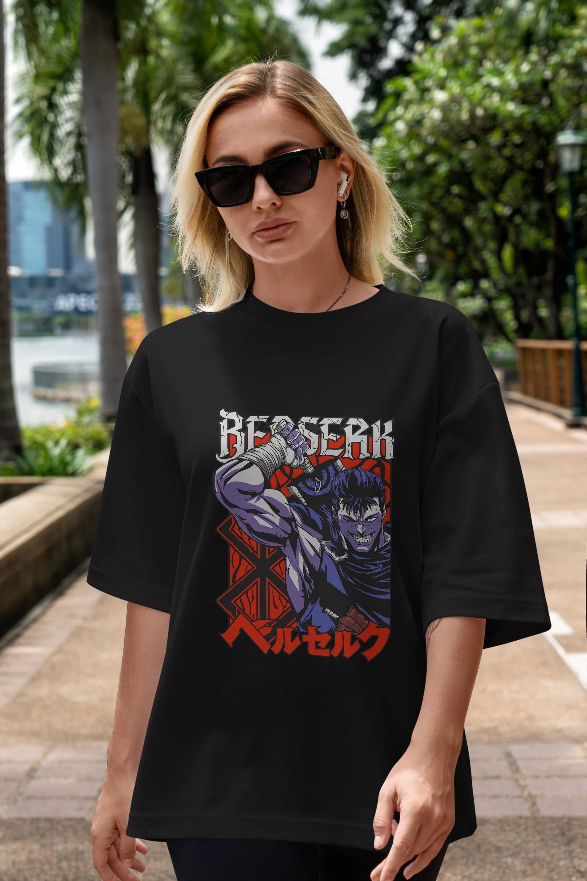 GUTS berserk Anime Ön Baskılı Oversize t-shirt %100 pamuk Erkek Kadın Unisex