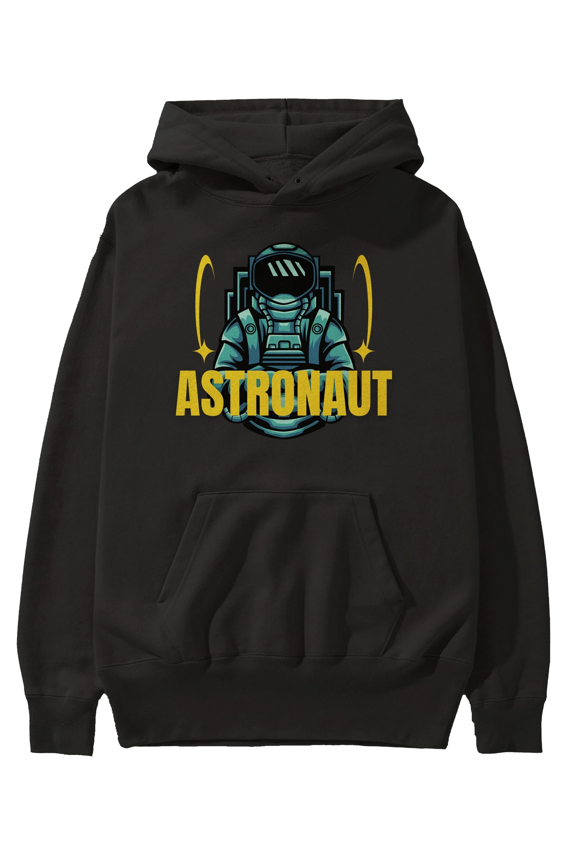 Astronaut Ön Baskılı Oversize Hoodie Kapüşonlu Sweatshirt Erkek Kadın Unisex