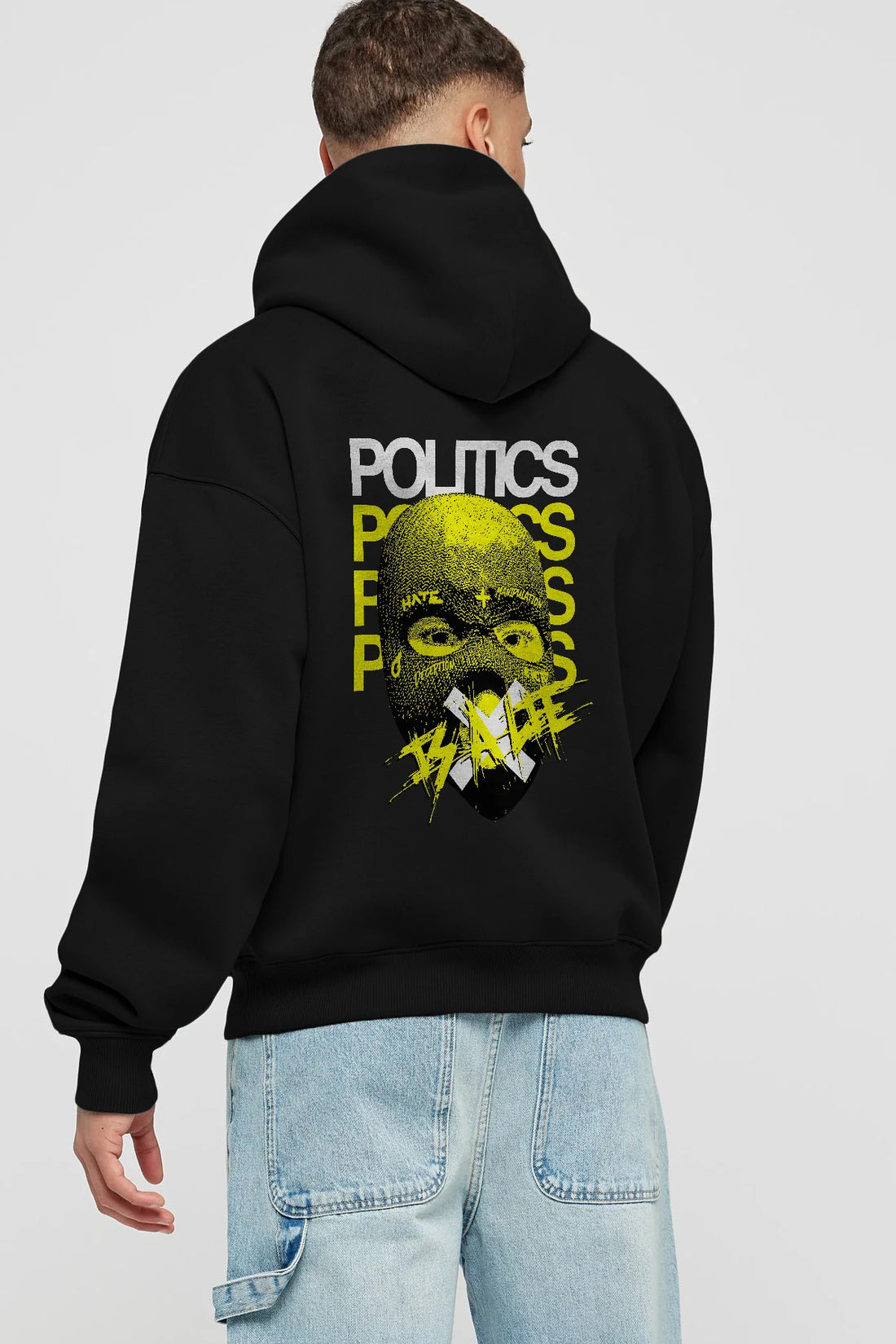 Politics is a Lie Arka Baskılı Hoodie Oversize Kapüşonlu Sweatshirt Erkek Kadın Unisex