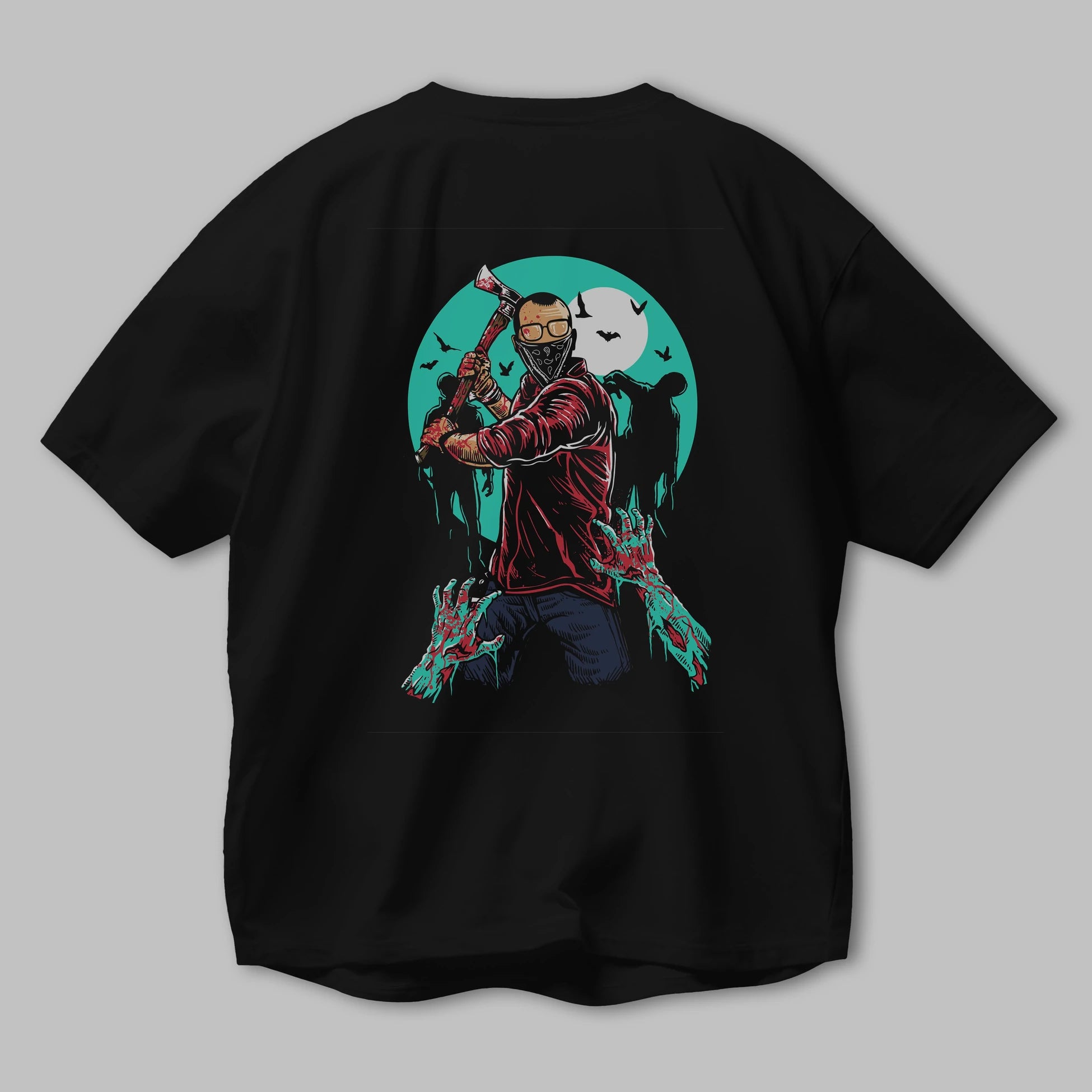 Zombie Killer Arka Baskılı Oversize t-shirt Erkek Kadın Unisex %100 Pamuk