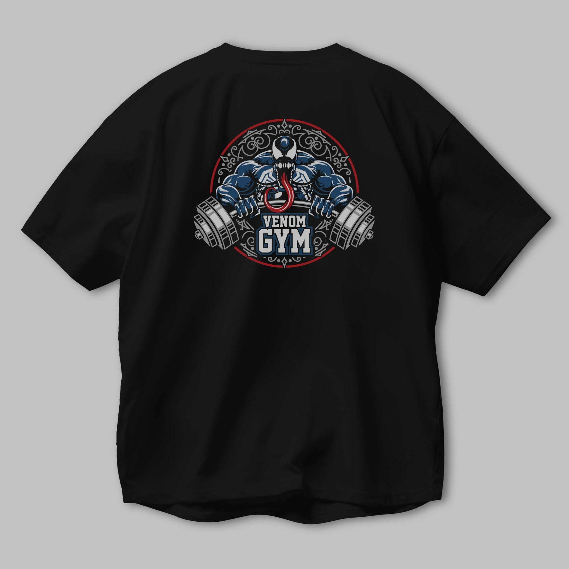 Venom GYM Arka Baskılı Oversize t-shirt Erkek Kadın Unisex %100 Pamuk Bisiklet Yaka tişort