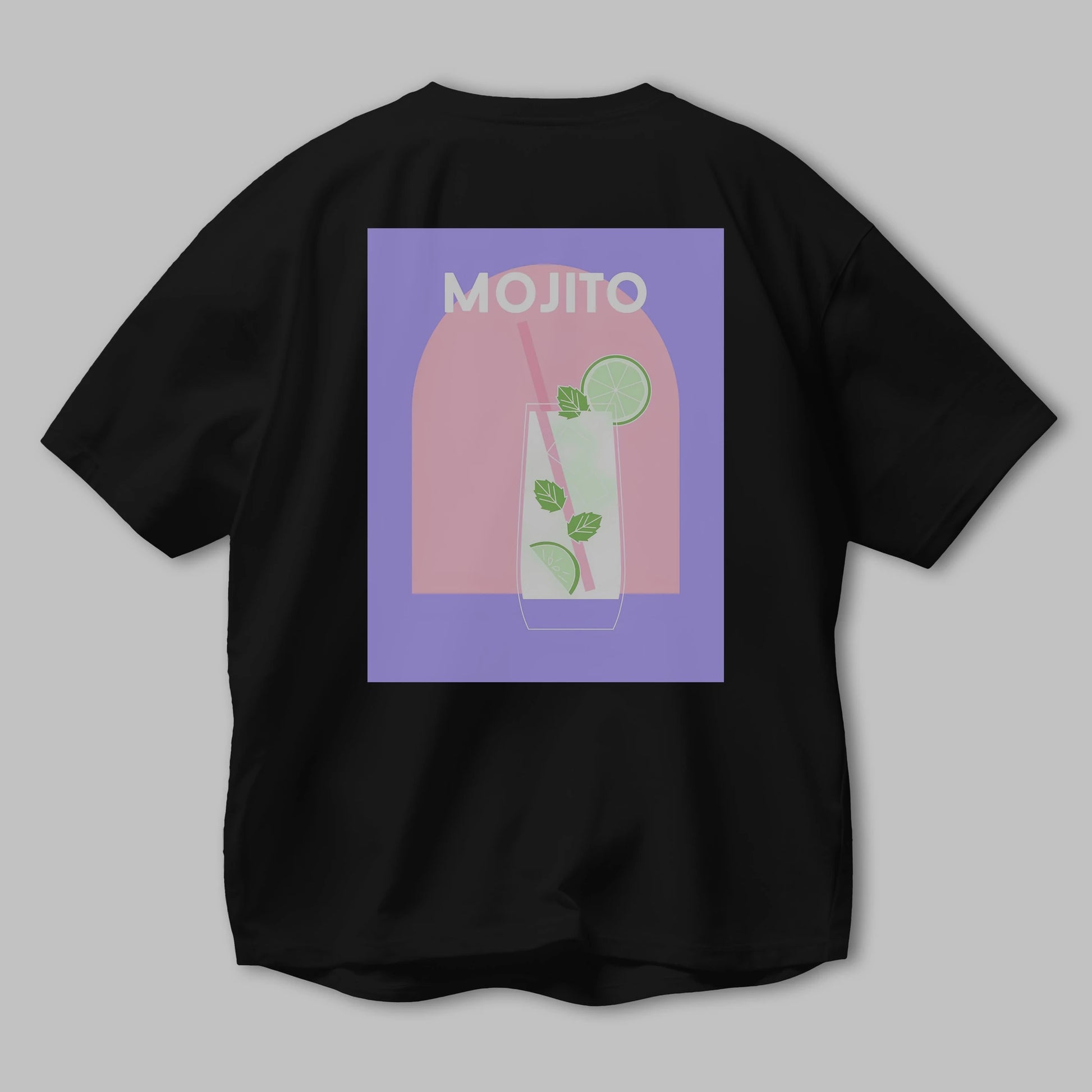Mojito 2 Arka Baskılı Oversize t-shirt Erkek Kadın Unisex %100 Pamuk Bisiklet Yaka tişort