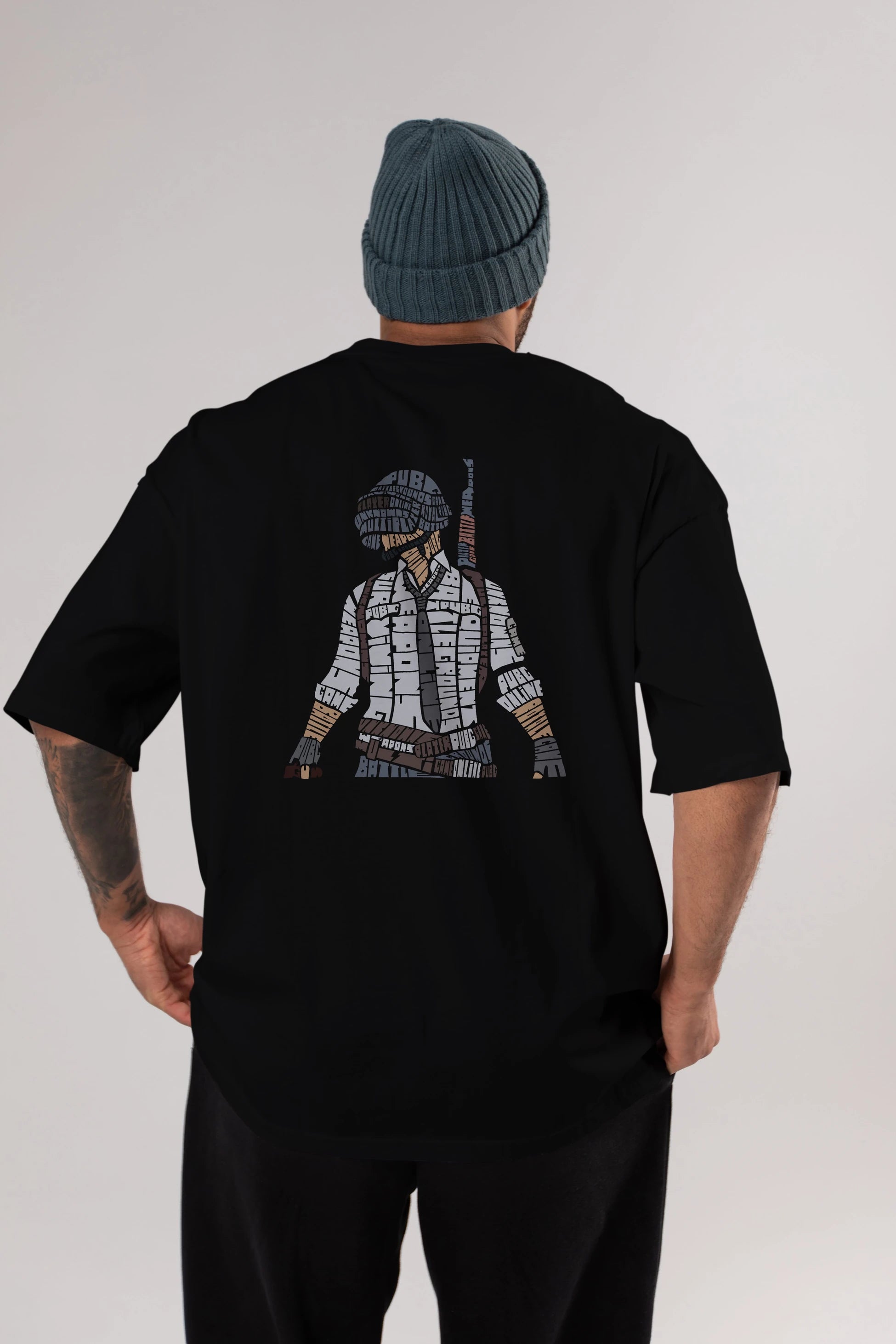 Pubg Arka Baskılı Oversize t-shirt %100 pamuk Erkek Kadın Unisex