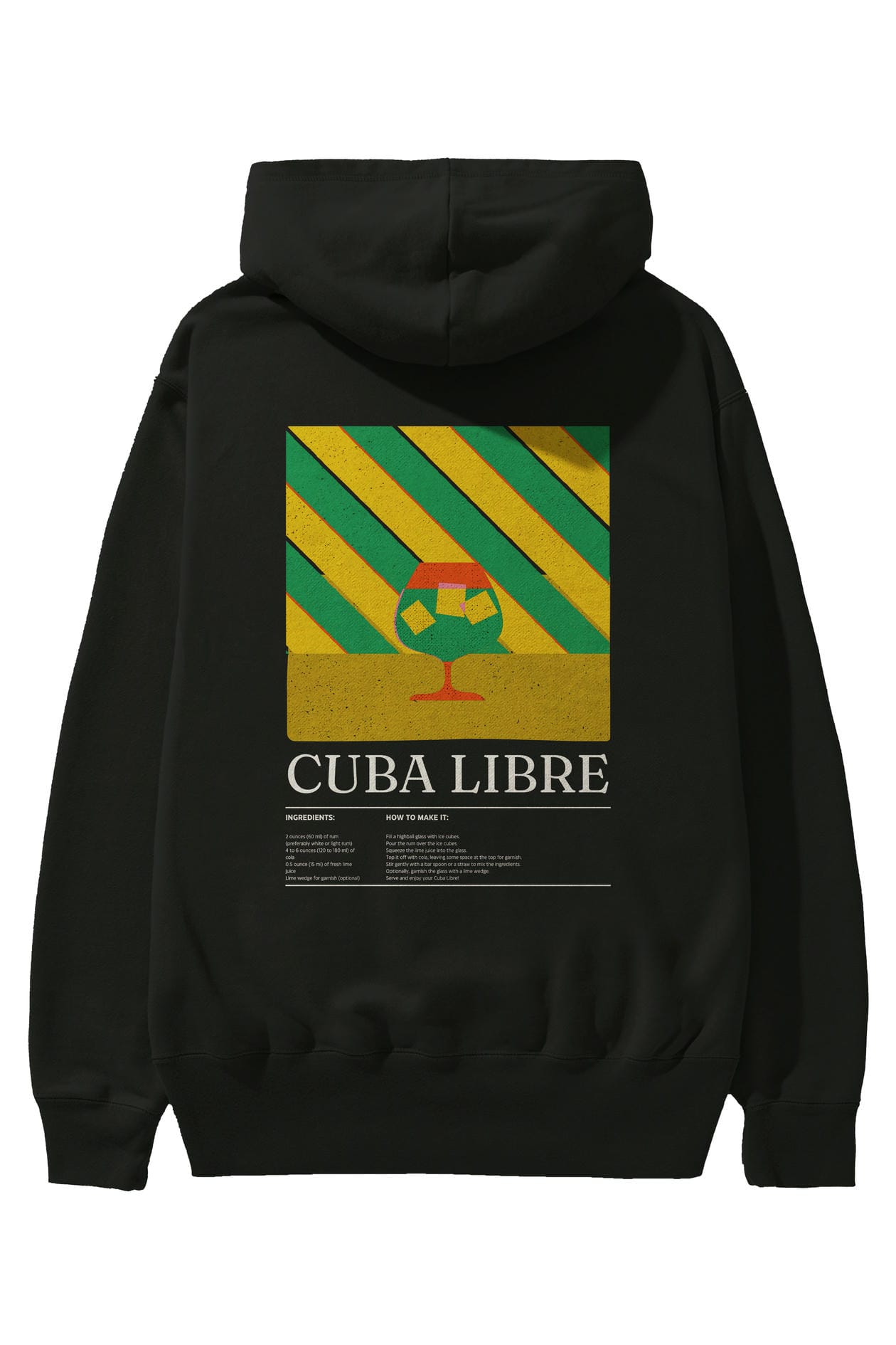 Cuba Libre Kokteyl Arka Baskılı Hoodie Oversize Kapüşonlu Sweatshirt Erkek Kadın