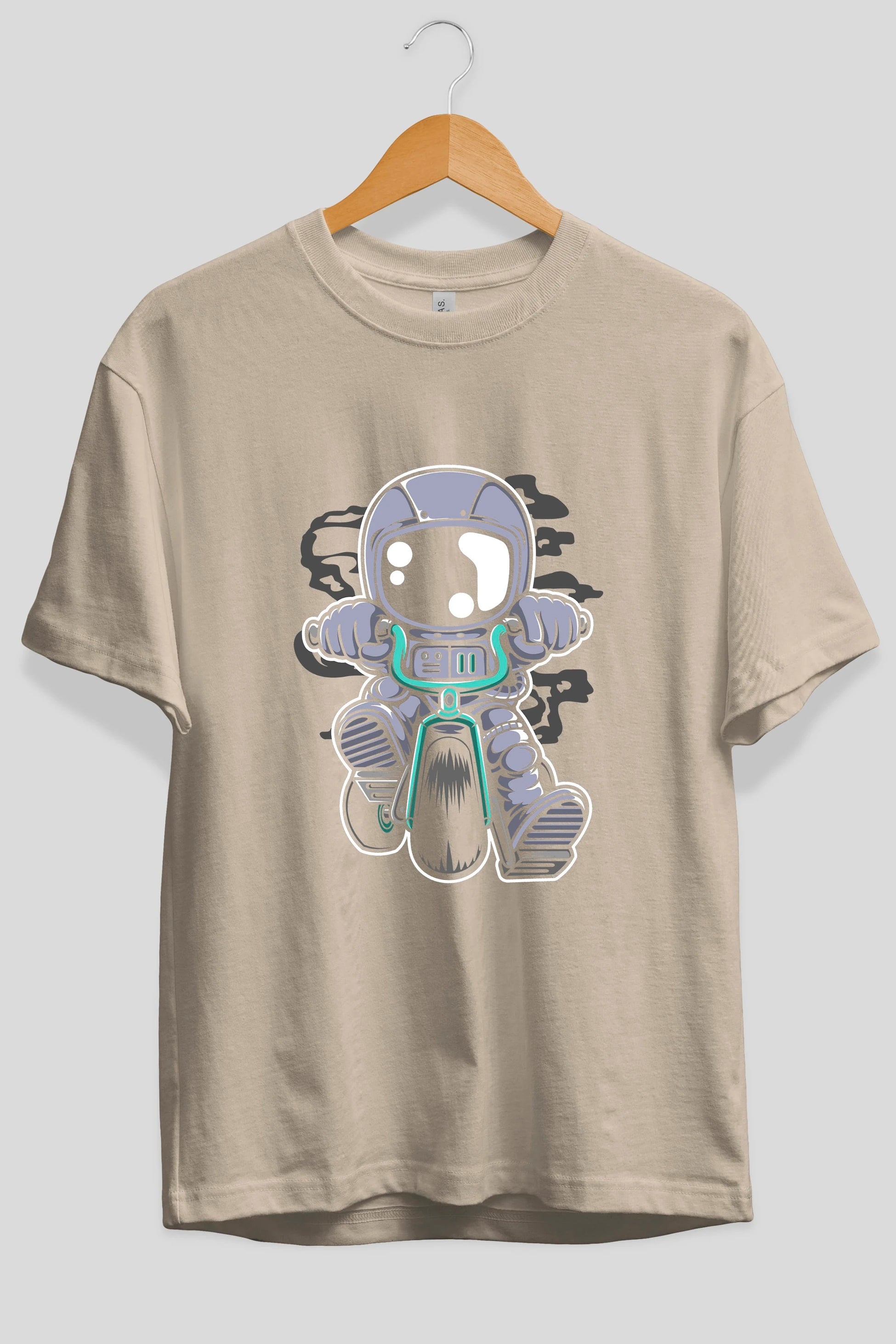 Astronaut Biker Ön Baskılı Oversize t-shirt Erkek Kadın Unisex