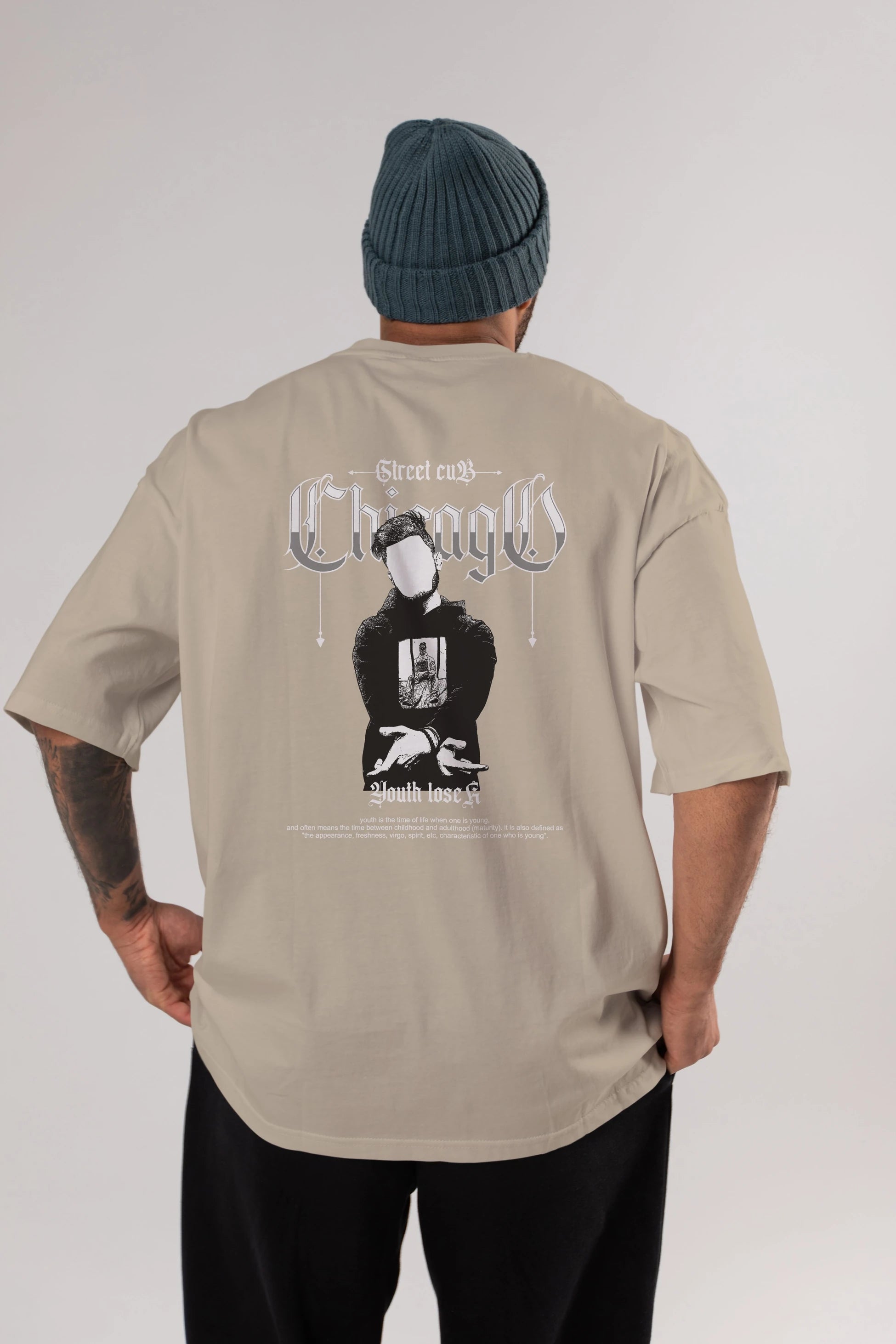 Chicago Street Club Arka Baskılı Oversize t-shirt Erkek Kadın Unisex