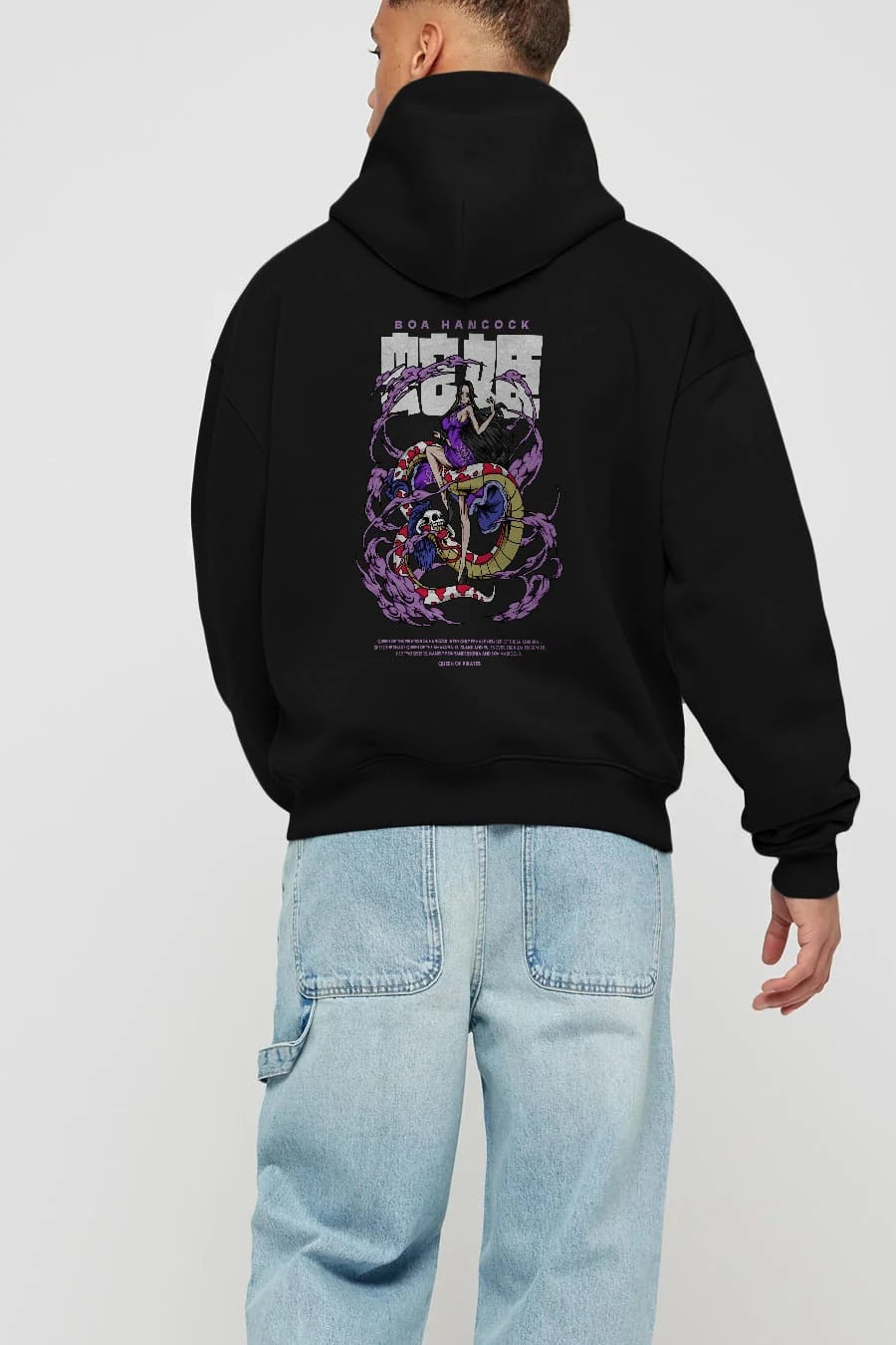 Boa Hancock Anime Arka Baskılı Hoodie Oversize Kapüşonlu Sweatshirt Erkek Kadın Unisex