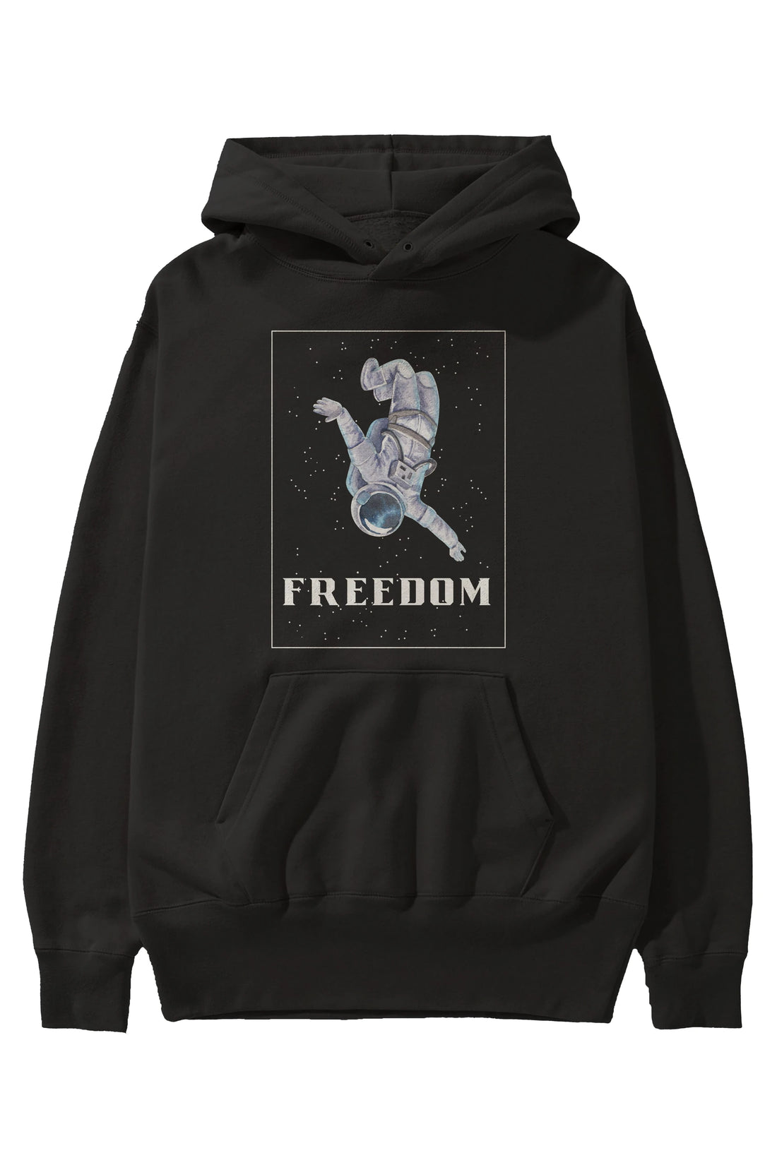 Freedom Astronaut Ön Baskılı Oversize Hoodie Kapüşonlu Sweatshirt Erkek Kadın Unisex