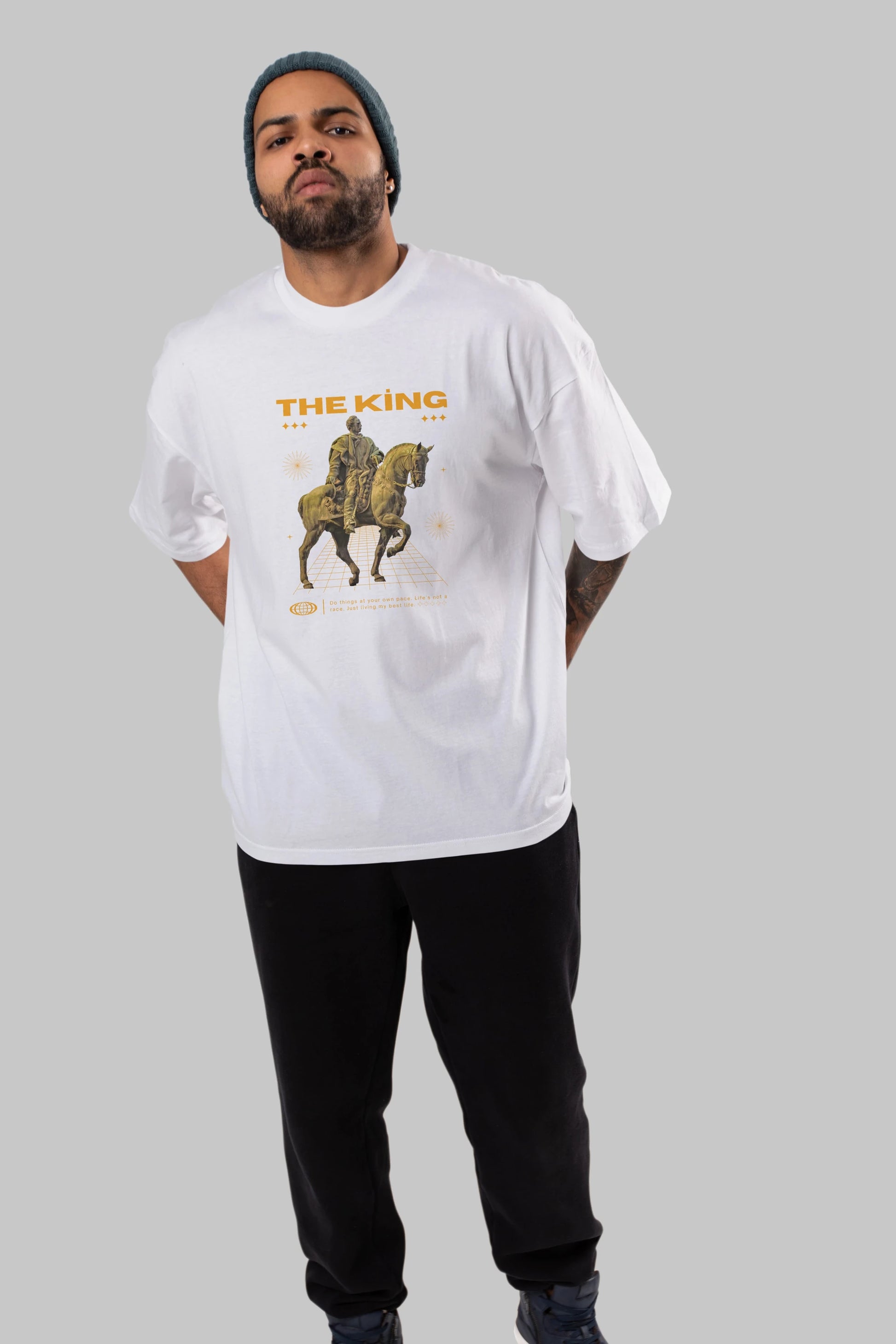 The King Yazılı Ön Baskılı Oversize t-shirt Erkek Kadın Unisex