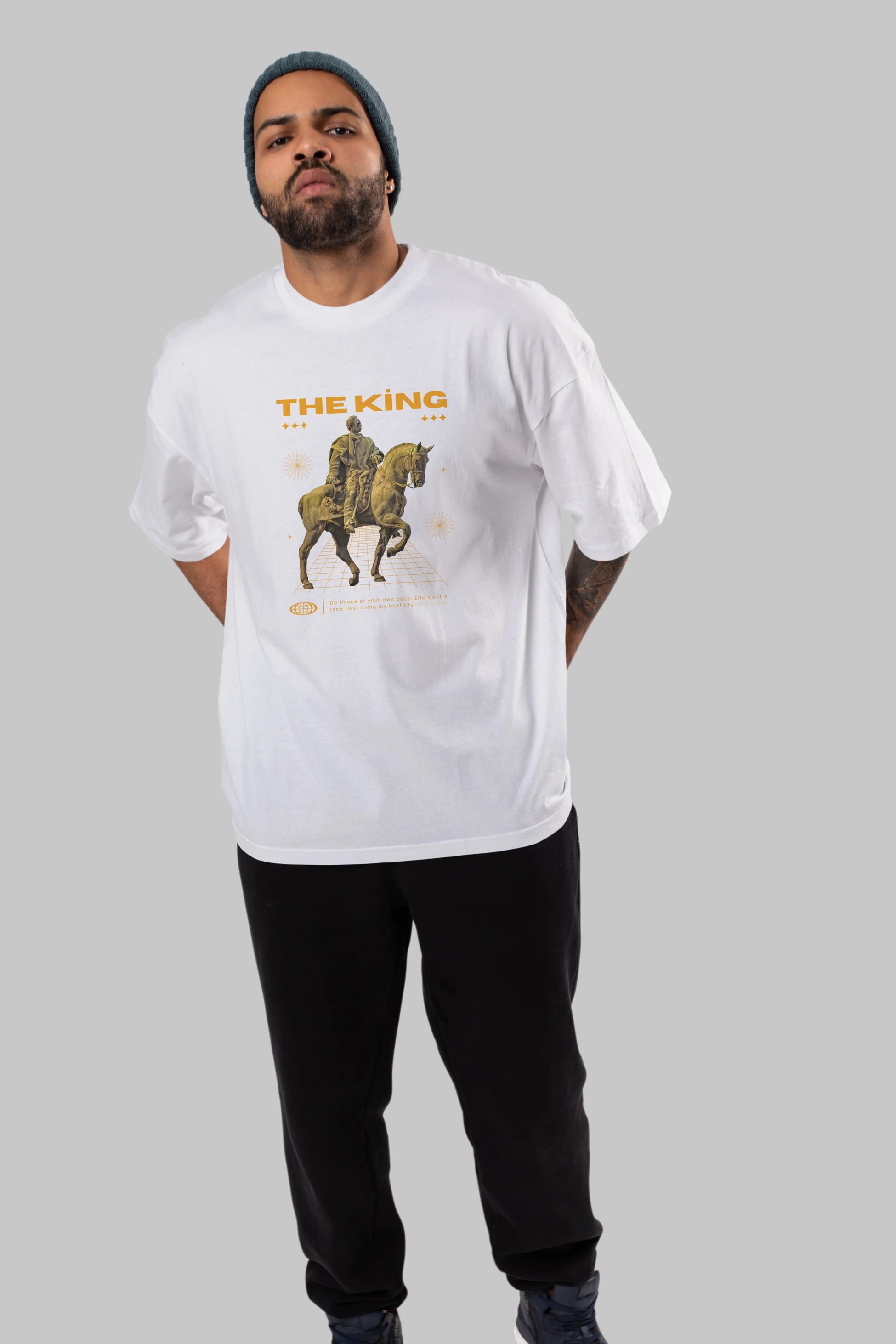 The King Yazılı Ön Baskılı Oversize t-shirt Erkek Kadın Unisex