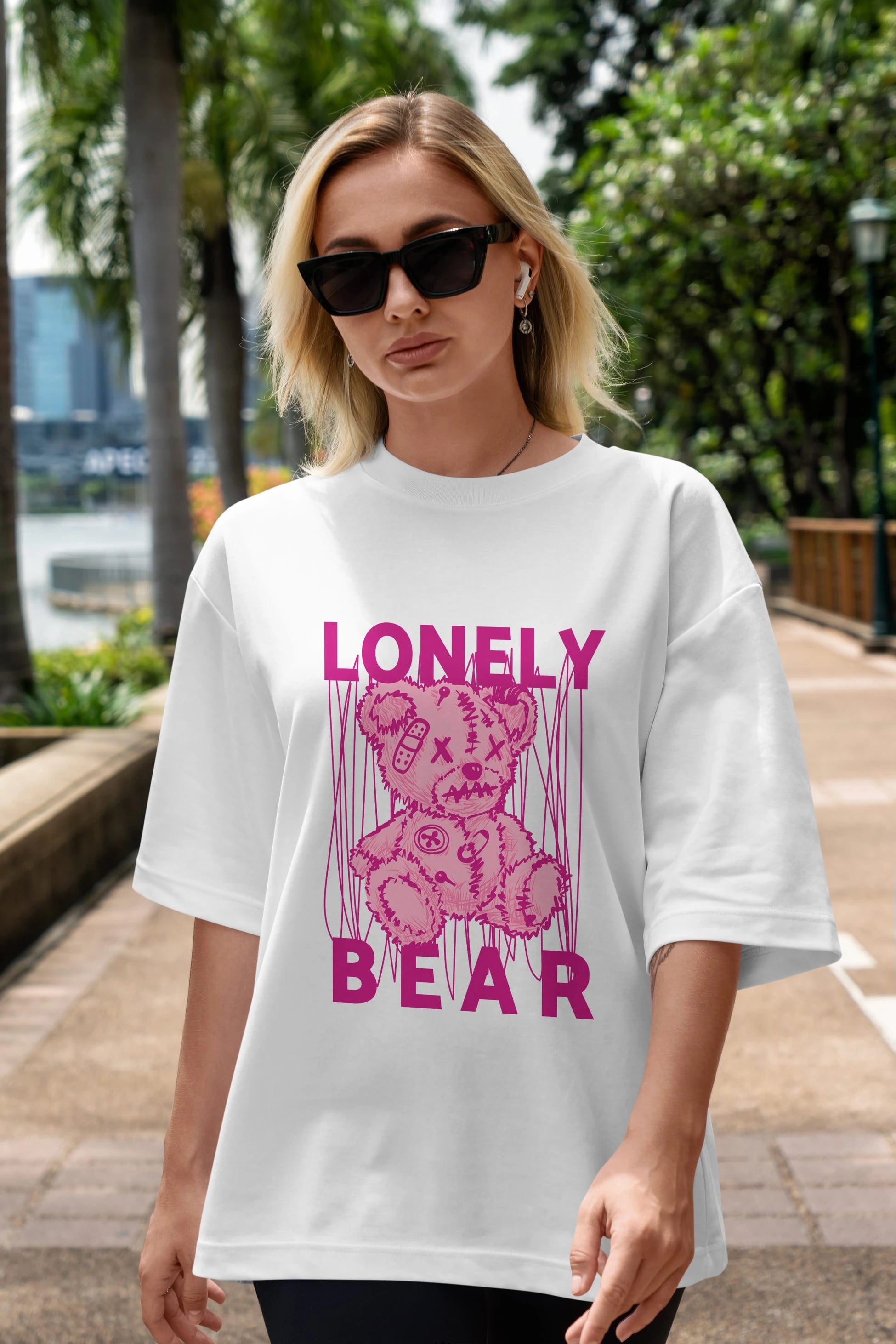 Lonely Bear Ön Baskılı Oversize t-shirt Erkek Kadın Unisex