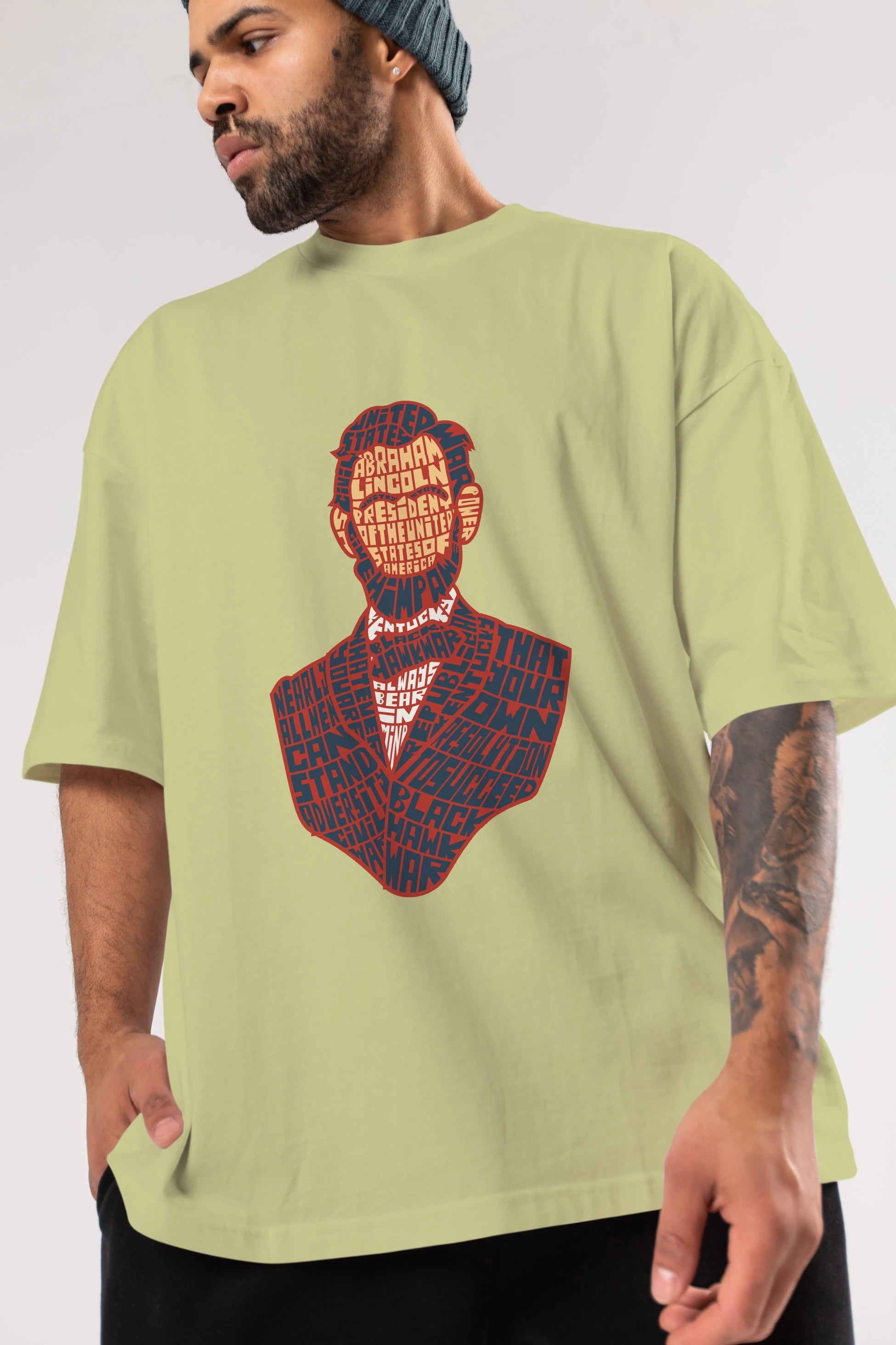 Abraham Lincoln Ön Baskılı Oversize t-shirt %100 pamuk Erkek Kadın Unisex