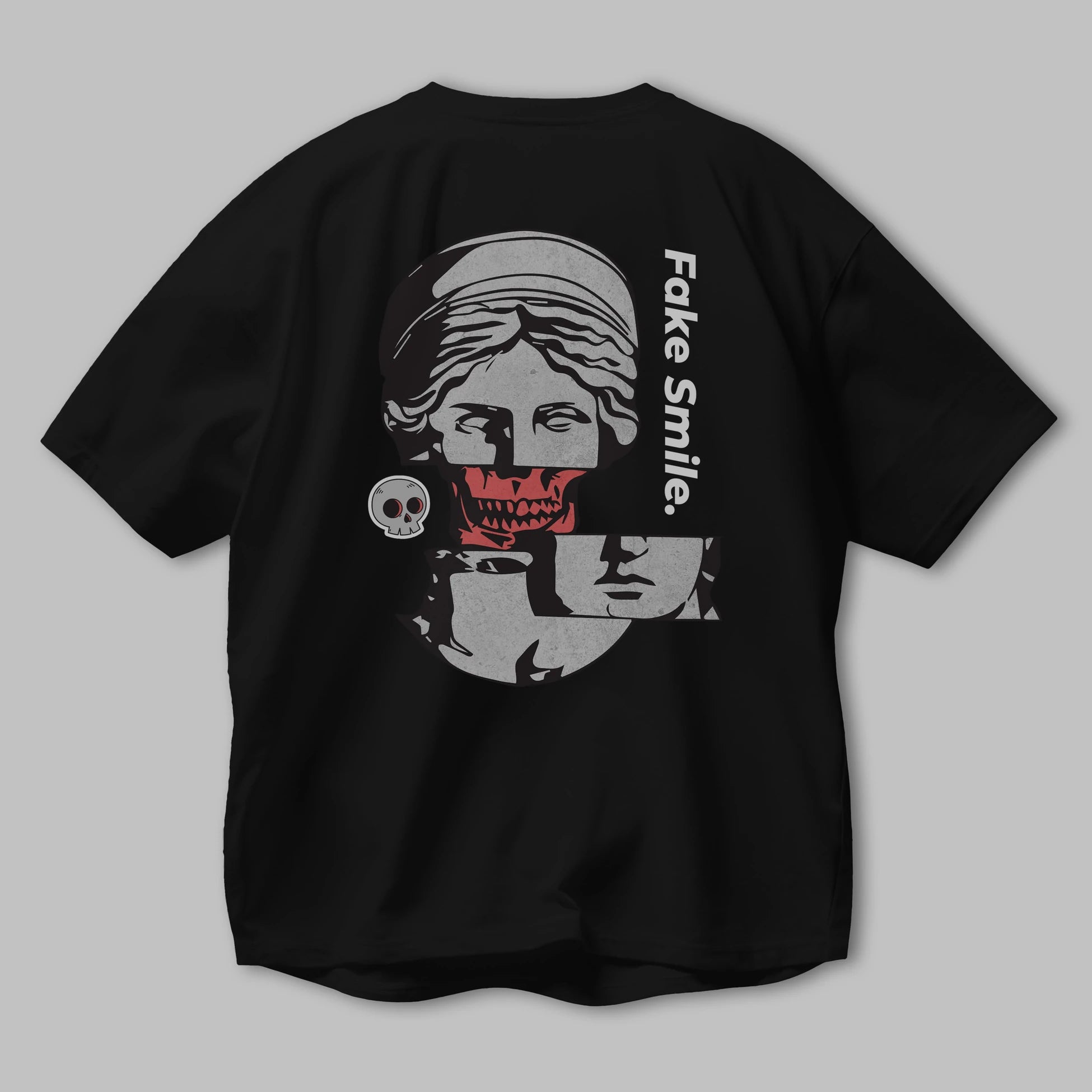 Fake Smile Yazılı Arka Baskılı Oversize t-shirt Erkek Kadın Unisex