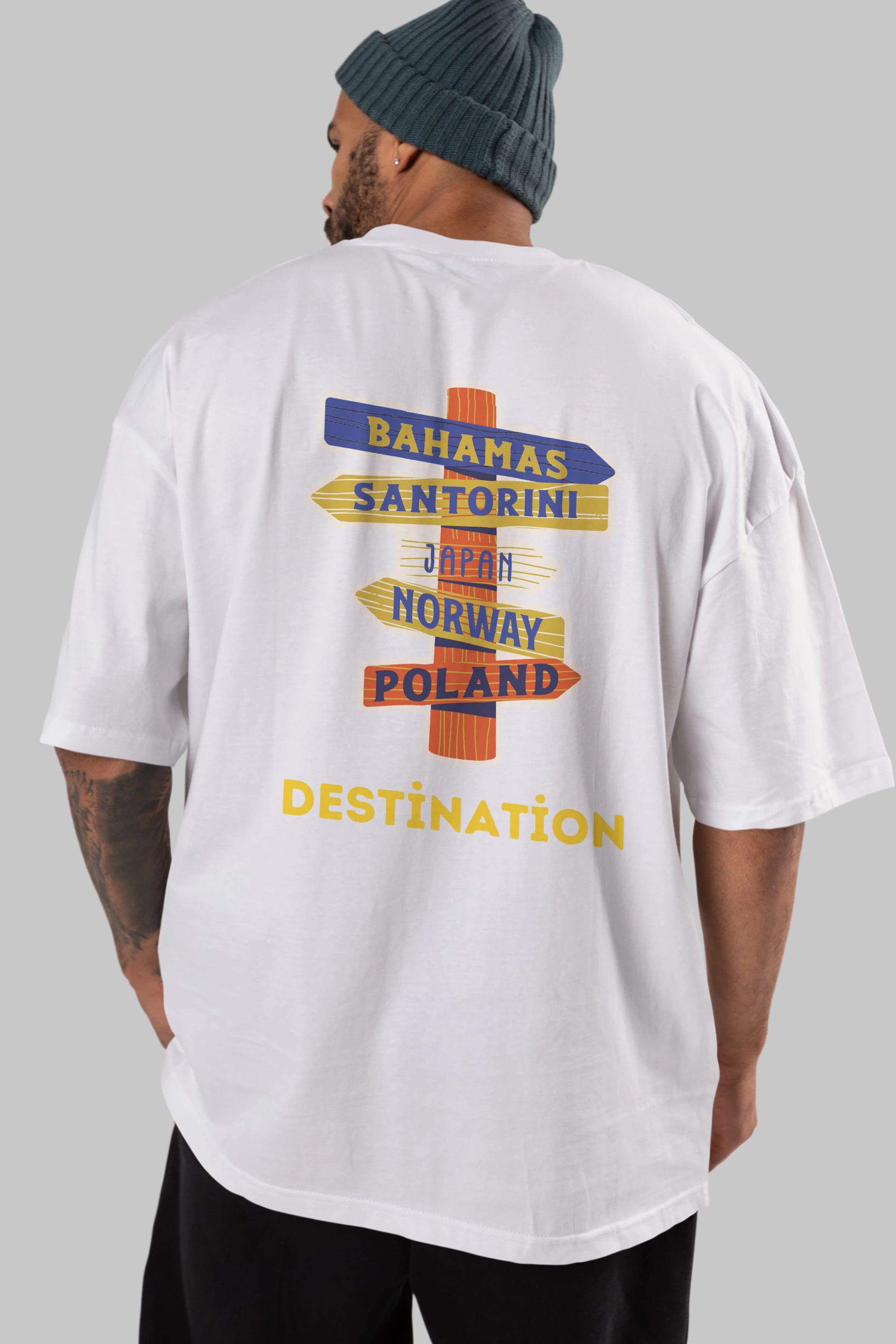 Destination Yazılı Arka Baskılı Oversize t-shirt Erkek Kadın Unisex