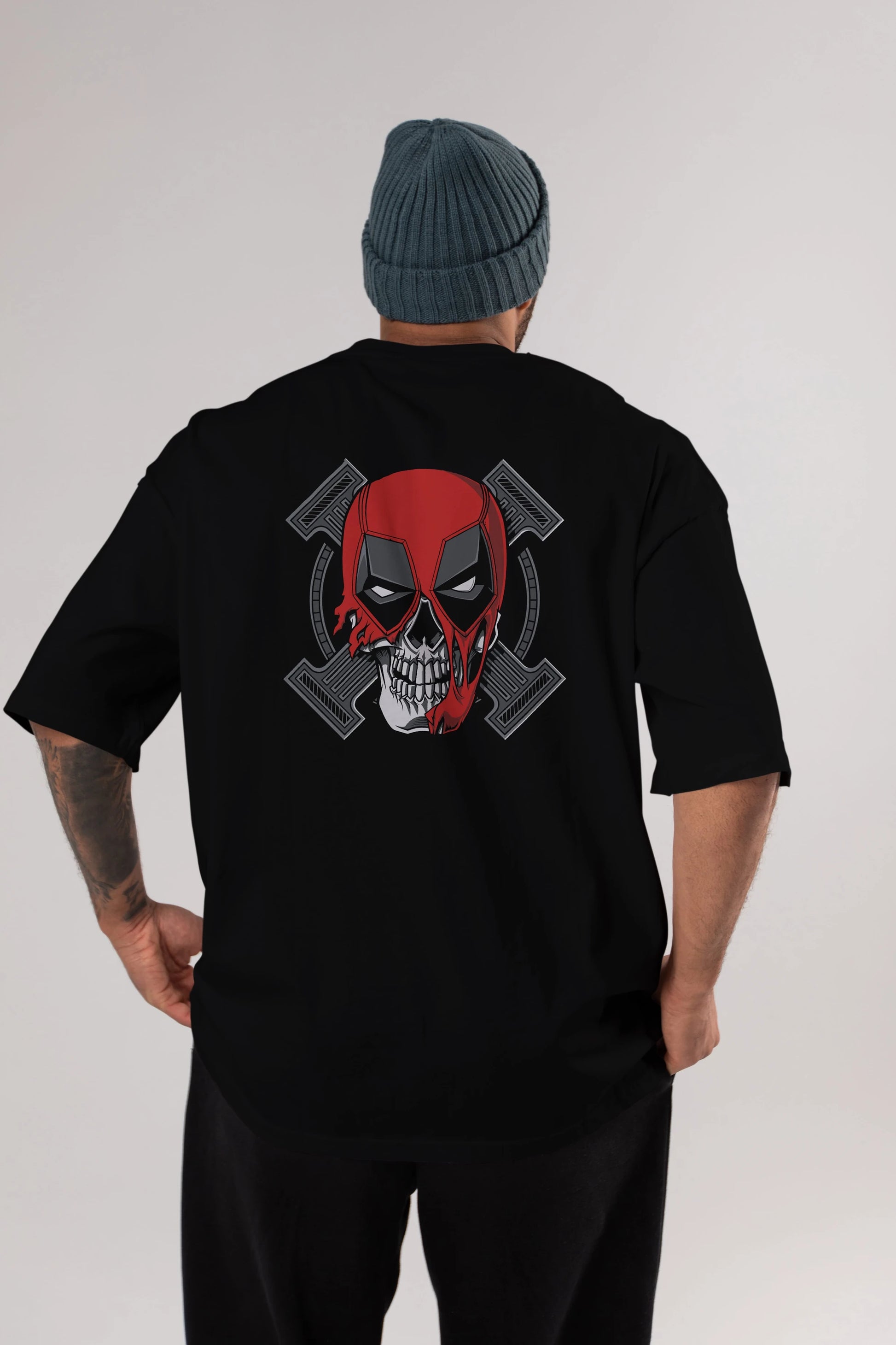 Deadpool (7) Arka Baskılı Oversize t-shirt Erkek Kadın Unisex %100 Pamuk Bisiklet Yaka tişort
