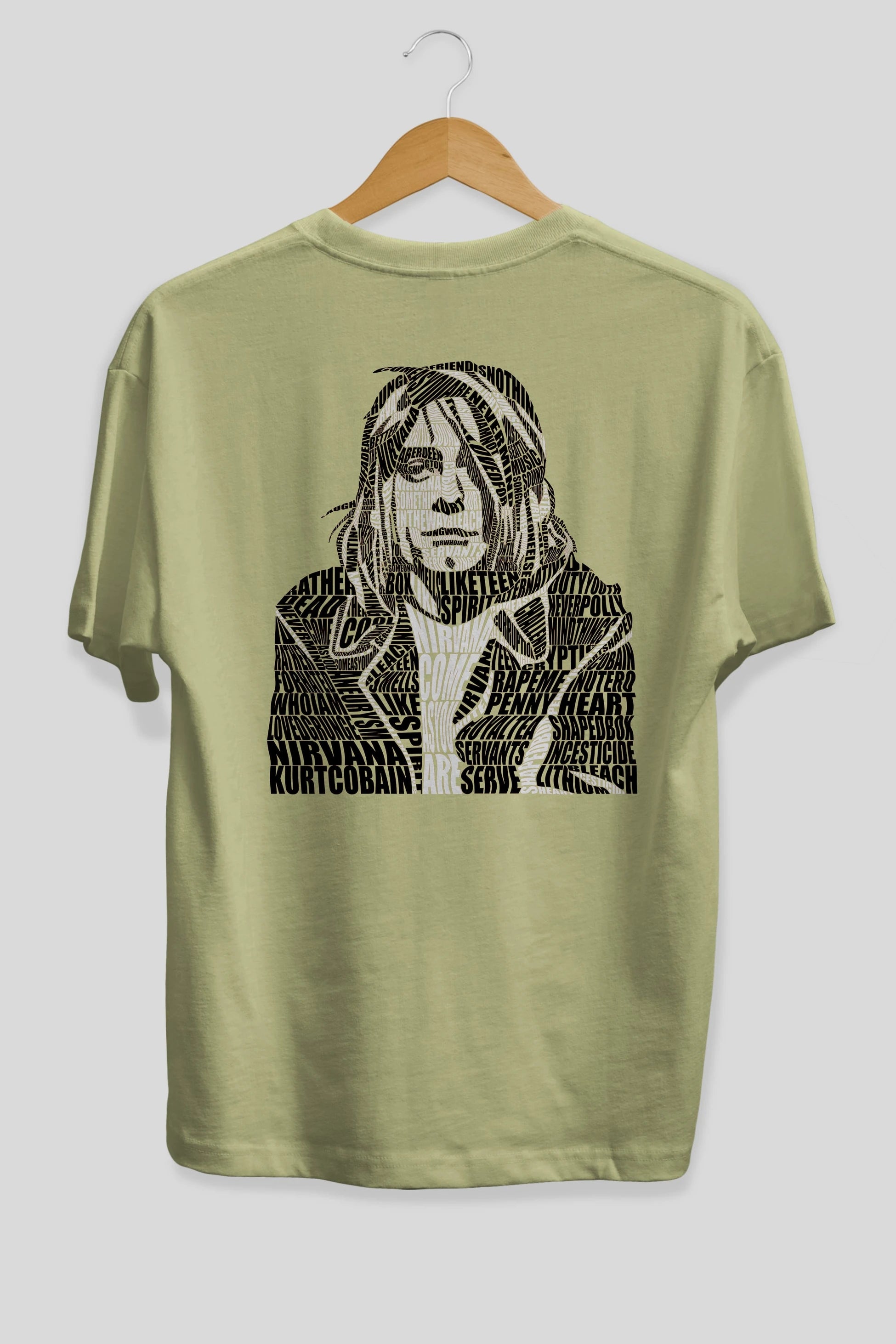 Kurt Cobain Calligram Arka Baskılı Oversize t-shirt %100 pamuk Erkek Kadın Unisex